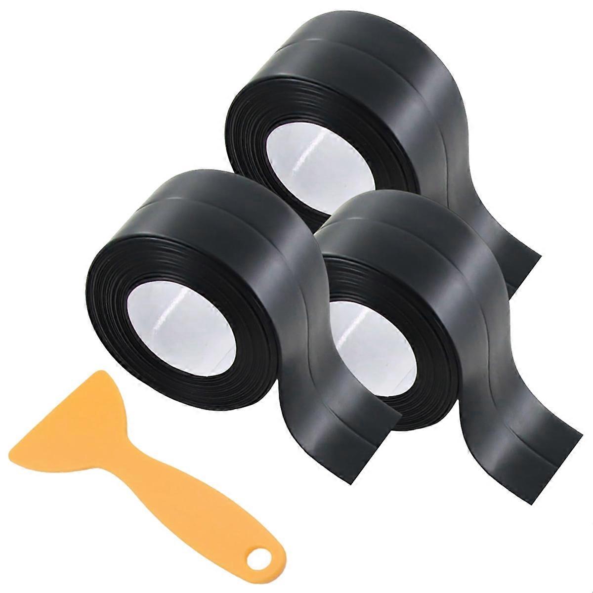 3 Rolls Caulk Tape,Waterproof Self Adhesive,Caulking Strips, Black