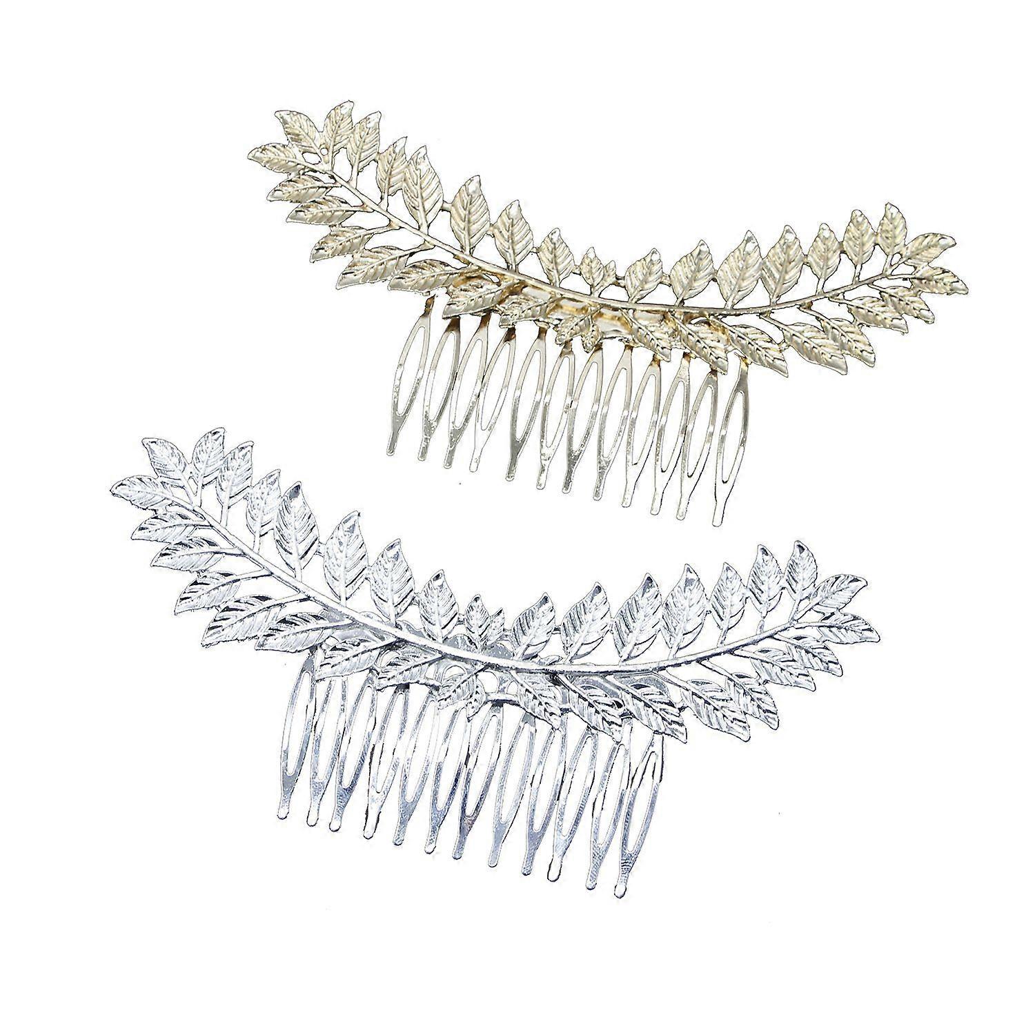 Alloy leaf style hair comb, 2 pieces