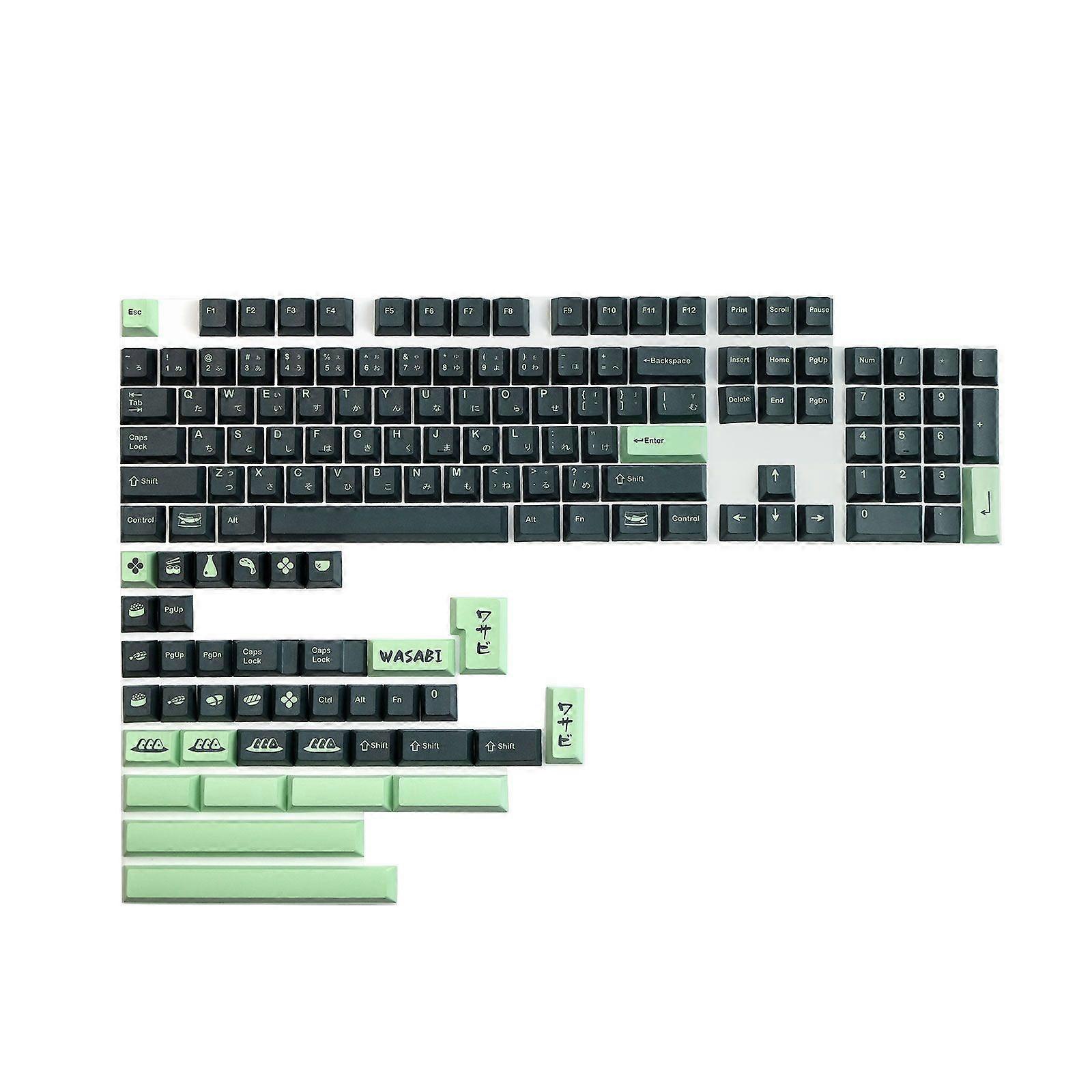 Wasabi Moutarde Vert Keycaps Clavier mécanique à sublimation PBT 142 touches Keycap