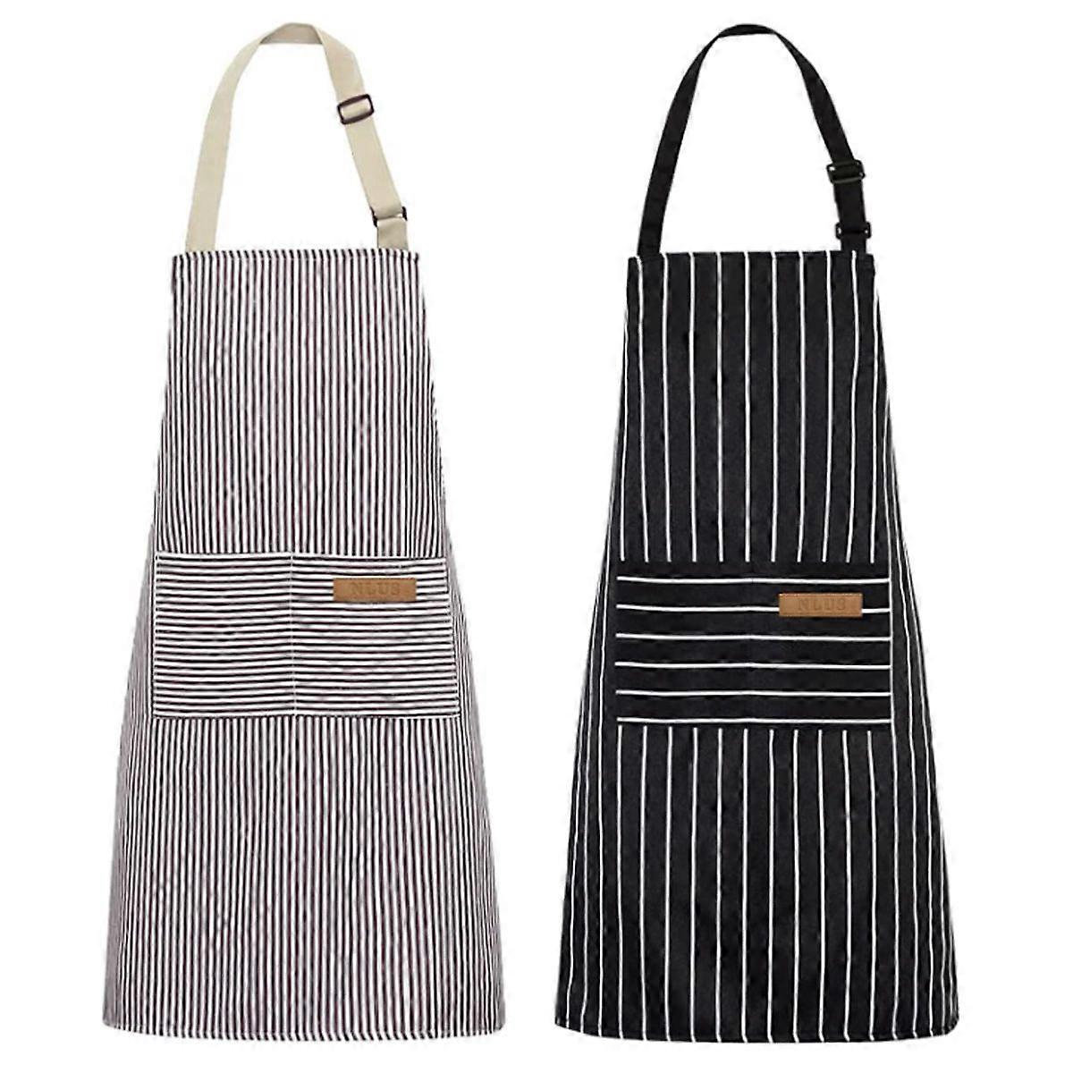 2 Pack Kitchen Cooking Aprons Adjustable Bib Soft Chef Apron with 2 Pockets