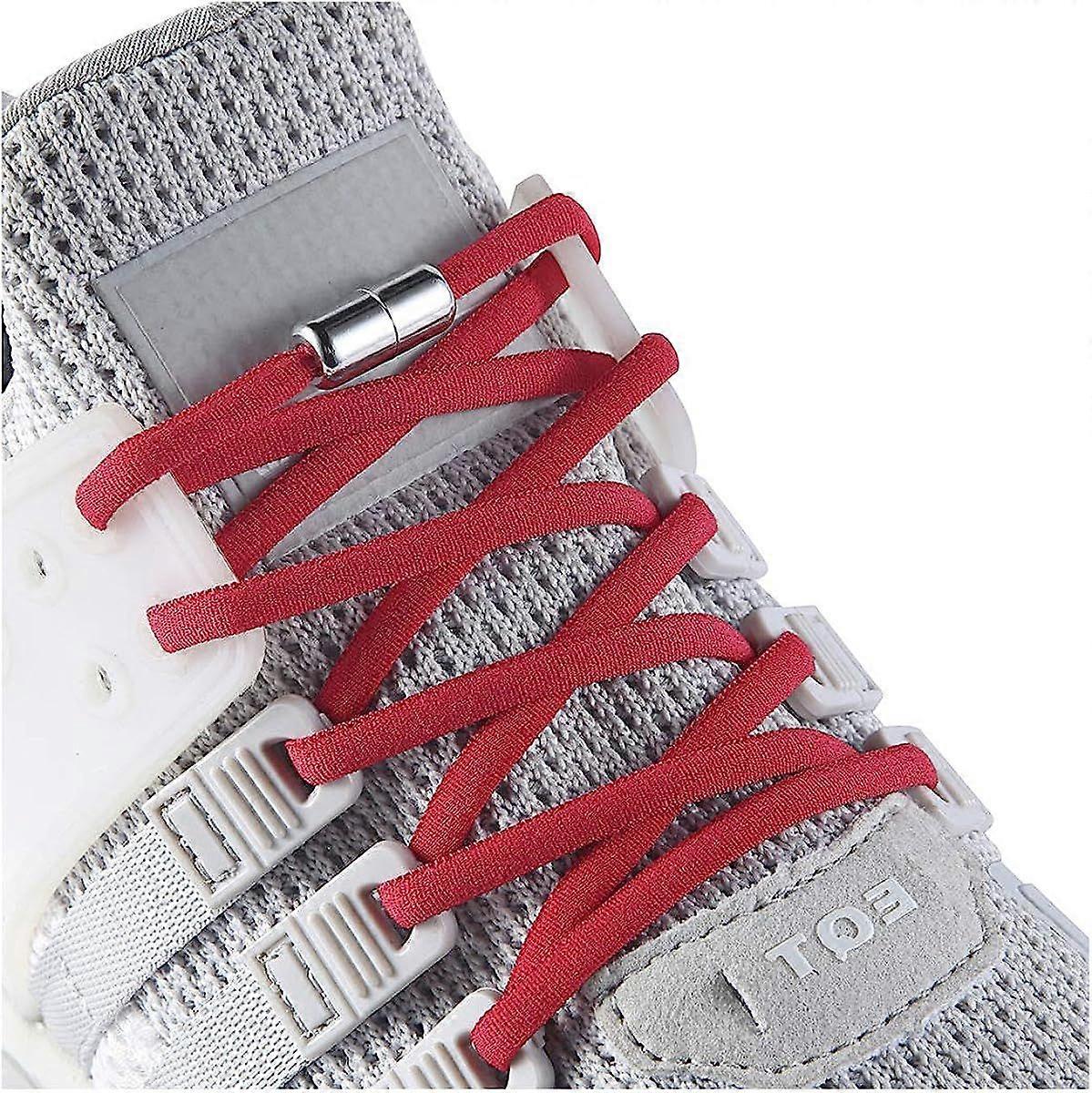 Red Elastic No Tie Shoe Laces For Adults,Kids,Elderly,System With Elastic Shoe Laces(5 Pairs )