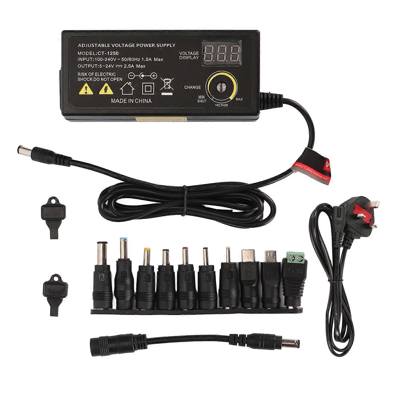 60W Universal Power Supply Adjustable DC 5V‑24V Variable Switching AC/DC Adapter Converter