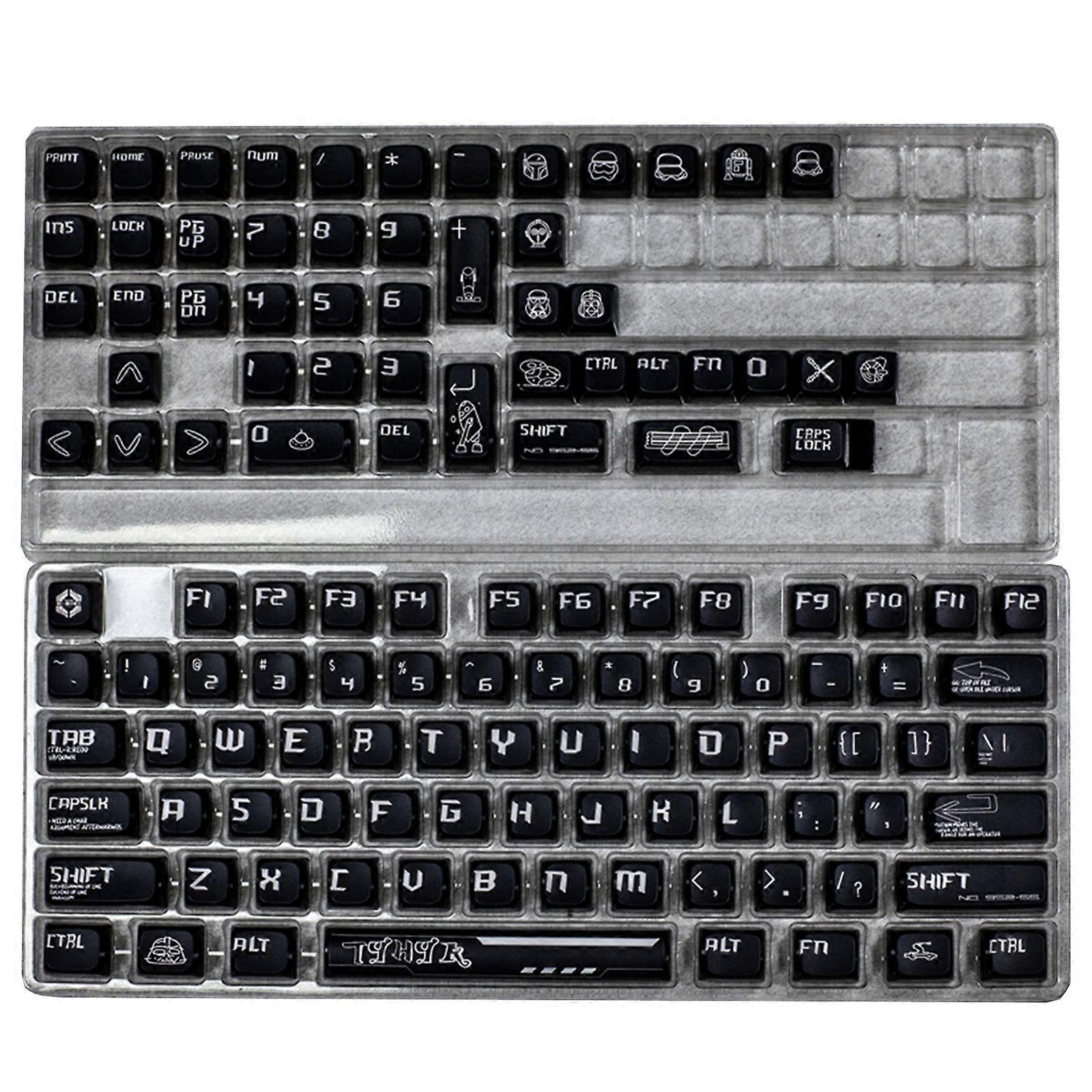 122Key MDA Profile PBT Keycaps Set Black Knight Theme with Backlights for Typing and Gaming Mechanical Keyboard Keycap