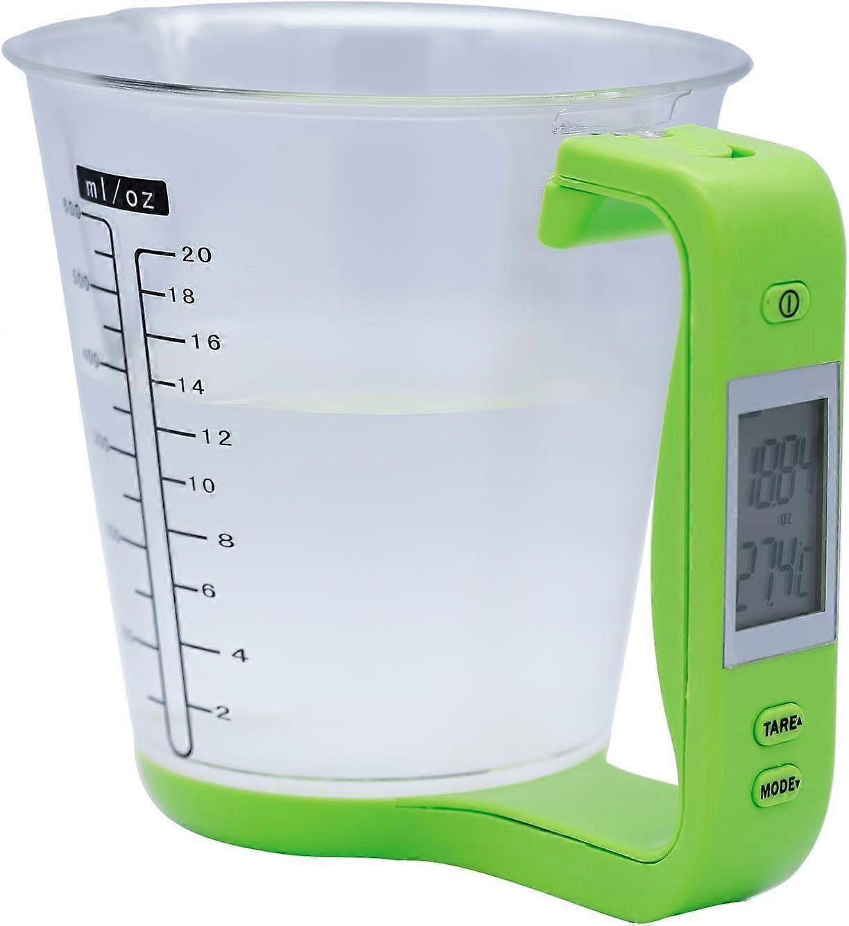 Digital Kitchen Scale And Measuring Cup With Black Lcd Display