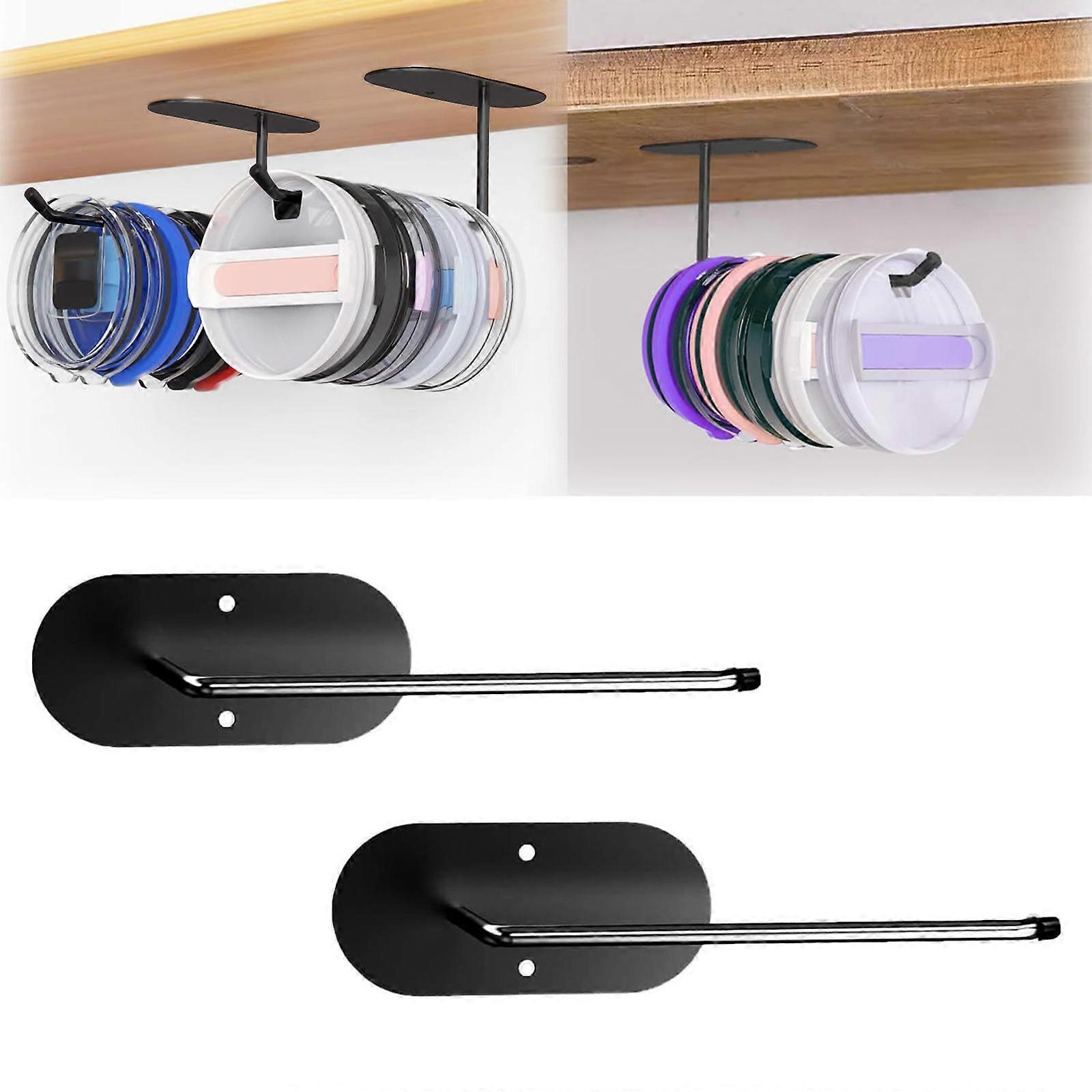2pcs Cup Lid Organizer Easy Installation Lids Storage Stand Under Cabinets Lids Holder Tumbler Lid Organizer Rack Multicolor