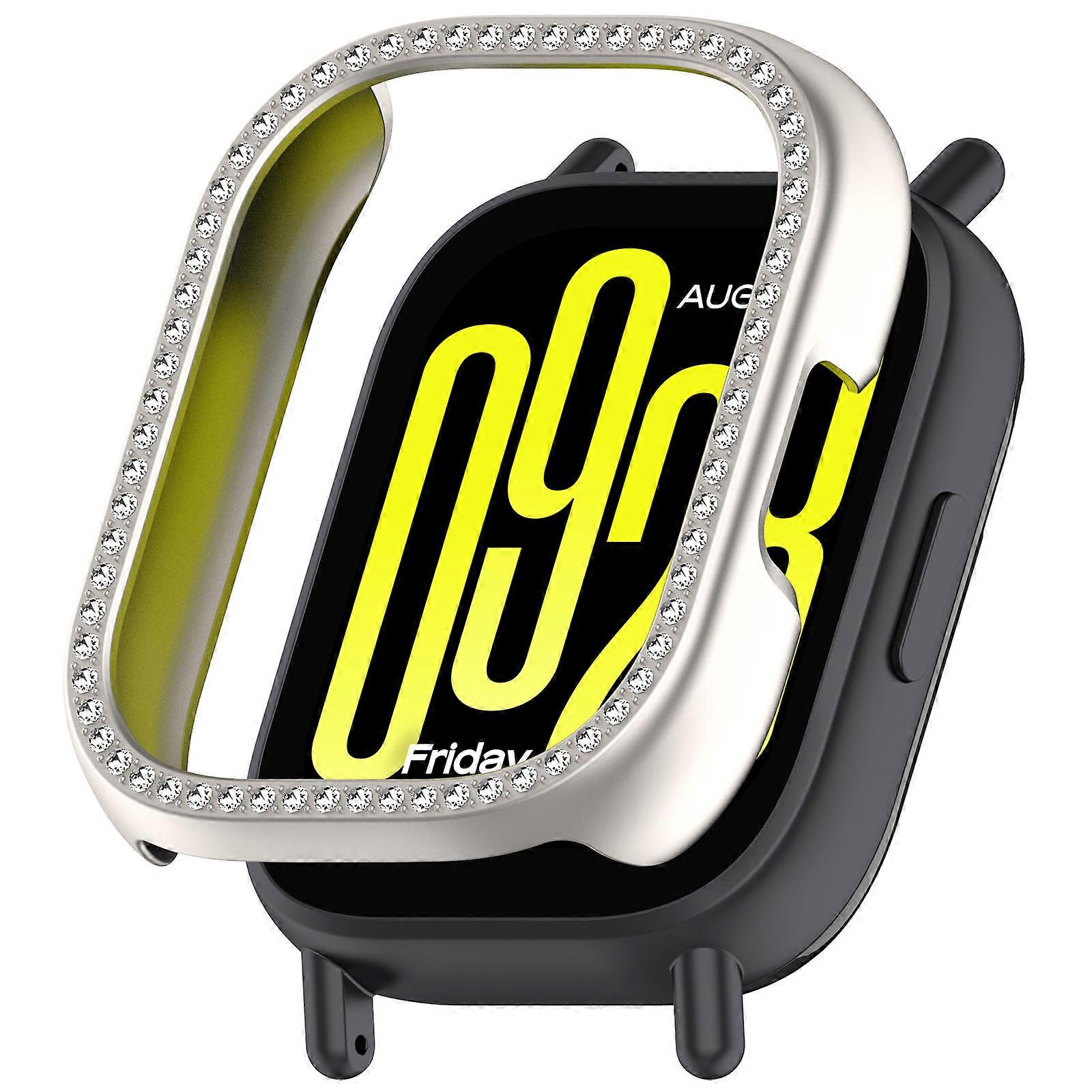 Watch Case Single Row Diamond Hollow Protective Case Accessories for Redmi Watch5 Active (Frosted Starlight Color)