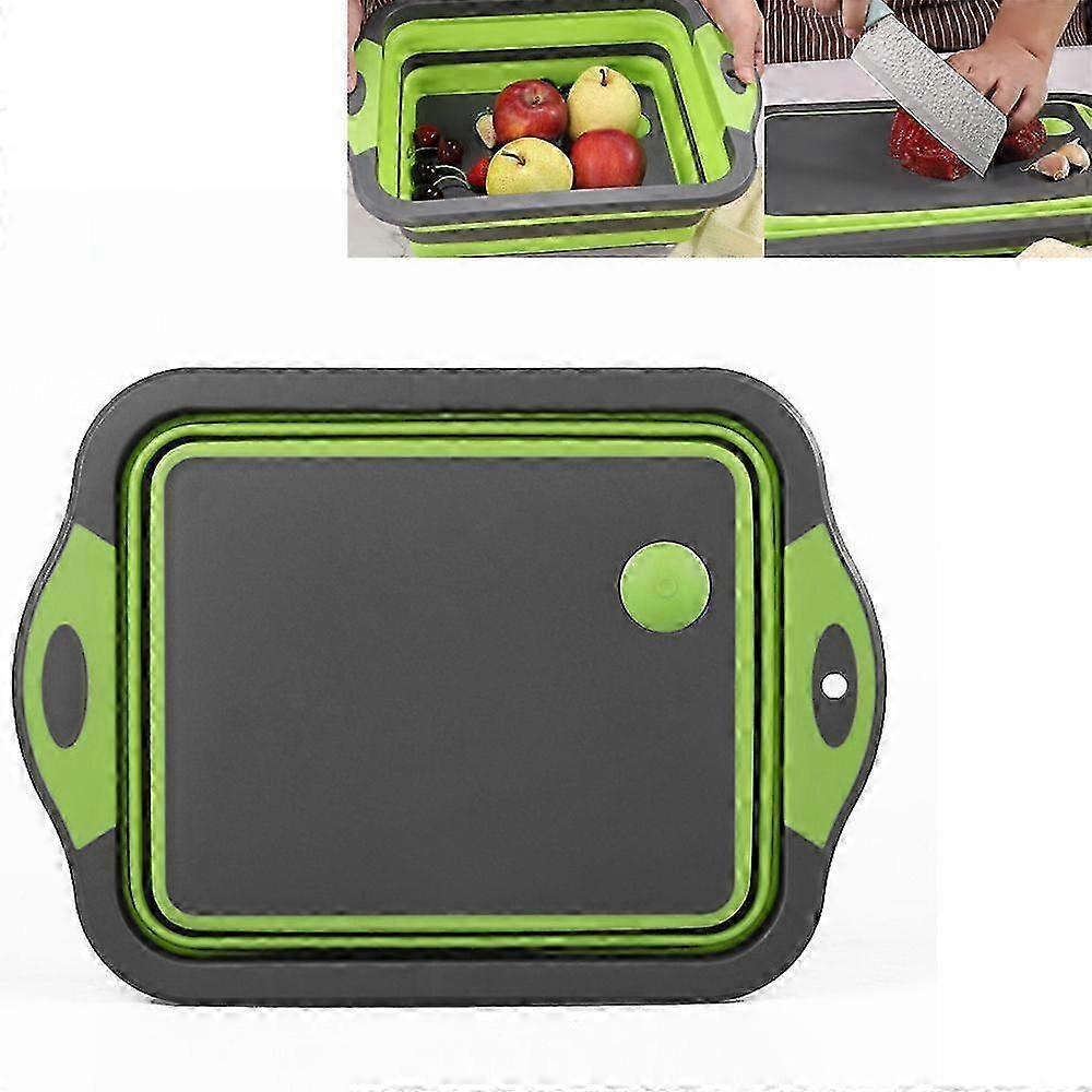 Portable Foldable Vegetable Basin Cutting Board - Green - 1pc