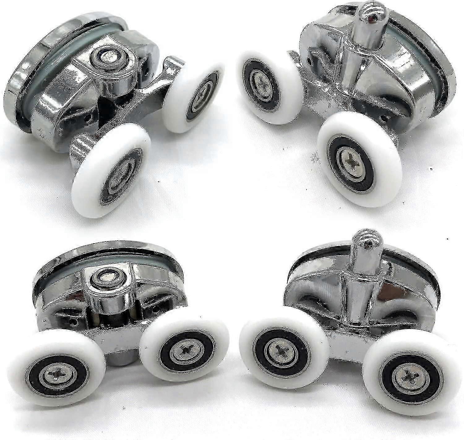 Set Of 4 New Oval Butterfly Twin Wheel Shower Door Rollers