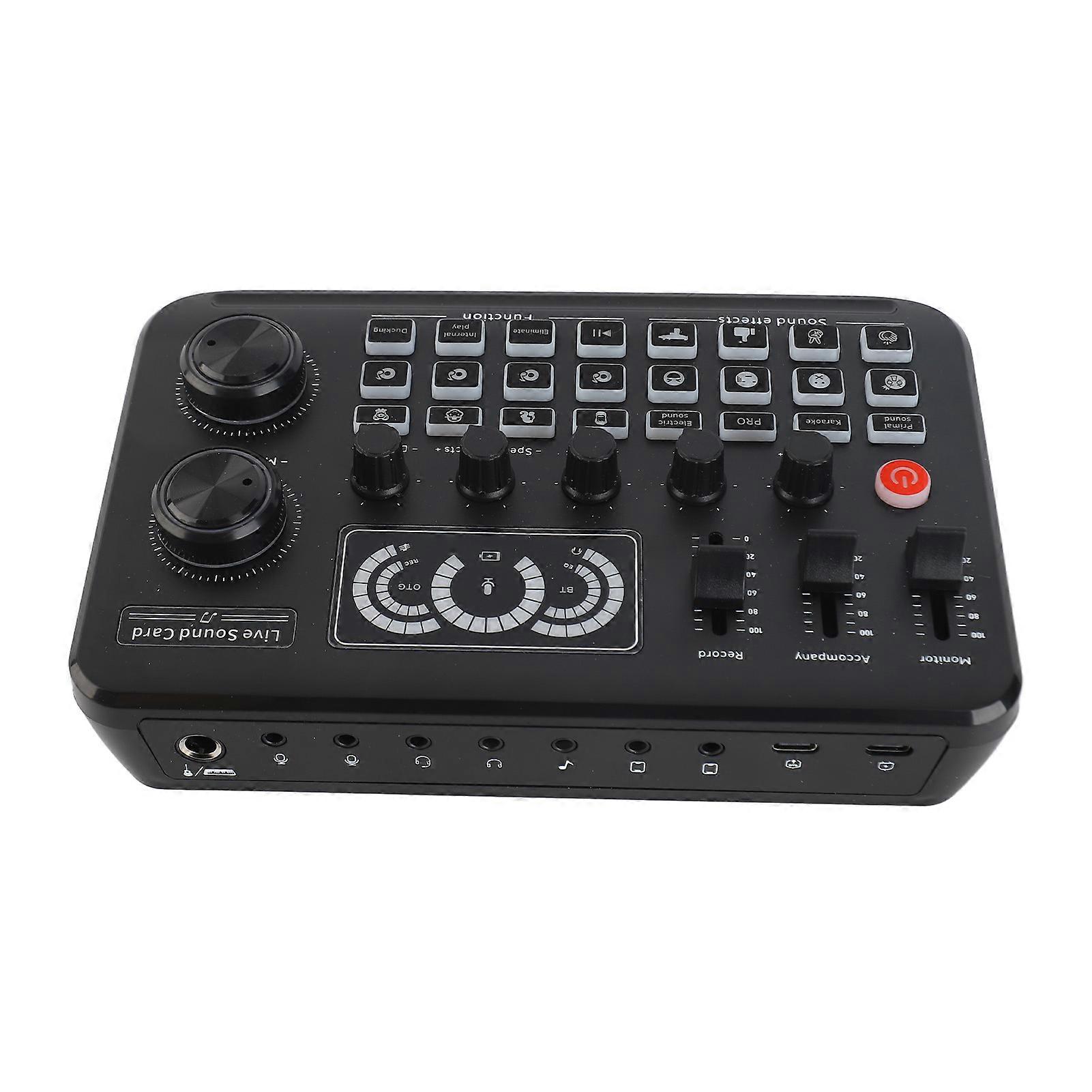 Live Sound Card Recording Desktop Singing Sound Card Mixer BT Wireless Plug and Play Intelligent Noise Reduction Built in Rechargeable Battery for St