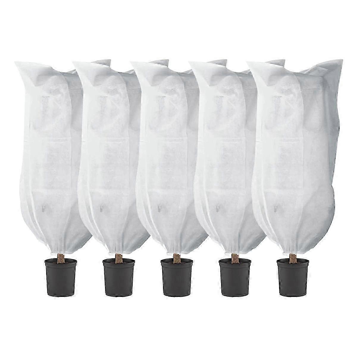 5Pcs Plant Covers Freeze Protection-0.8x1M Reusable Plant Protector Bag with Drawstring and Zipper