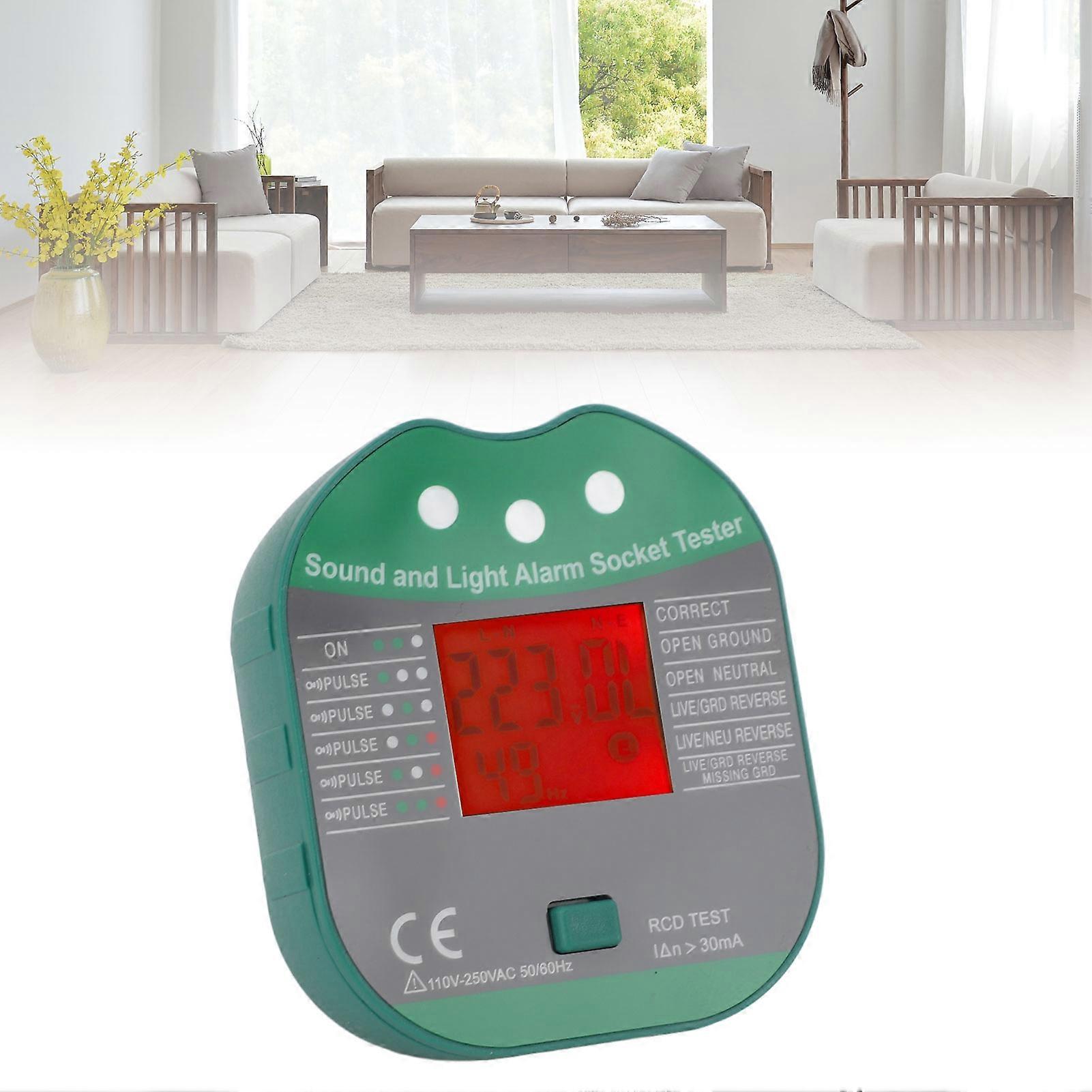 Socket Tester Electrical Outlet Sound Light Alarm Voltage Checker Detector