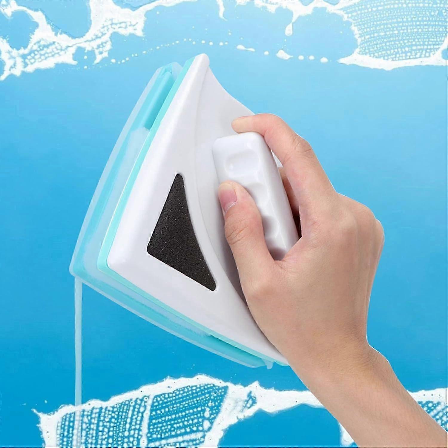 Magnetic Glass Wiper Cleaner, Double Sided Tool, Triangular Design for Single Glazing Window Cleaning