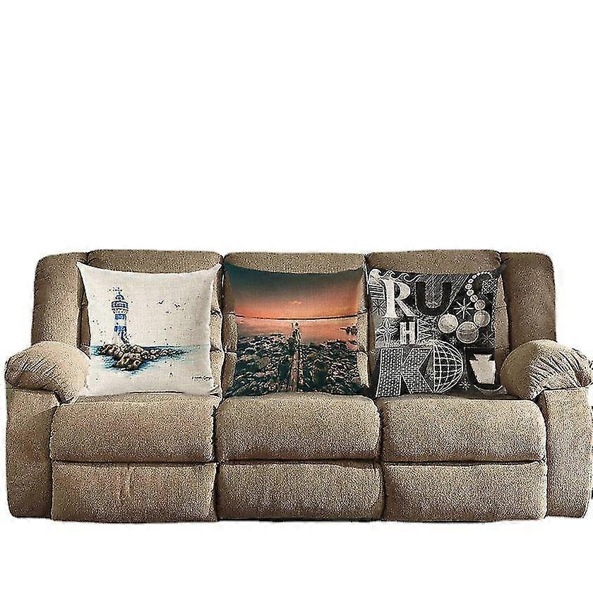 45X45cm Cotton Linen Pillow Case - Ocean Sea & Letters Design, 3 Unique Patterns Ideal for Home Decoration Suitable for Various Brands