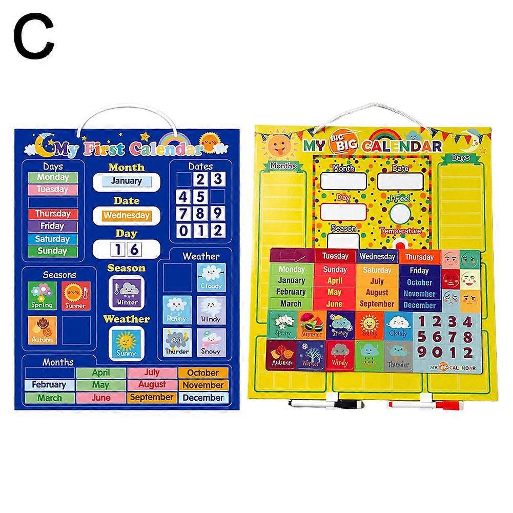 Combination (C) $ Amazon UK children's toys baby cognitive four seasons weather time record table whiteboard stickers wall stickers hanging board