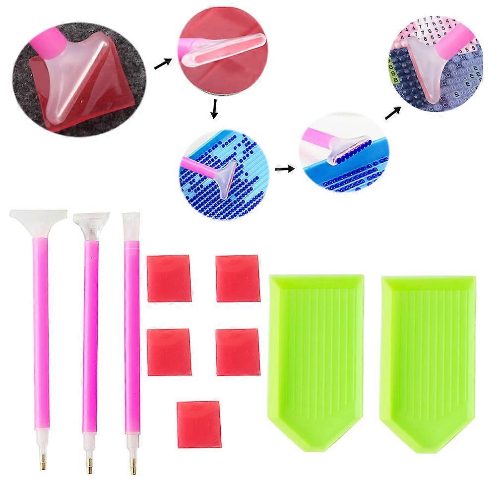 10pcs Beads Painting Embroidery Set 3D Diamond Cross Stitch DIY Tools including Pens Trays and Glue