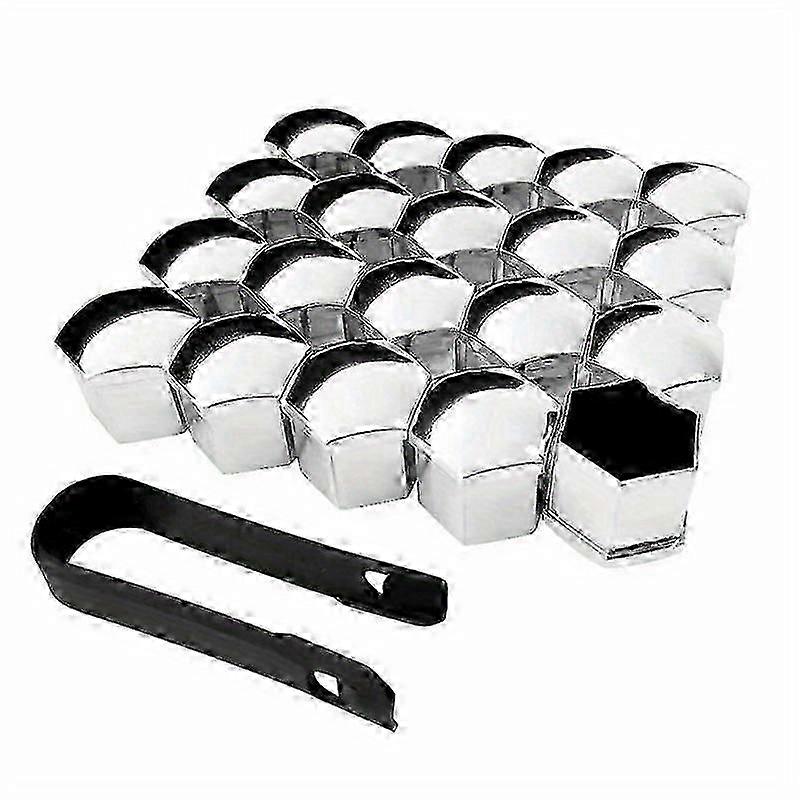 20st bil hjul mutter täcker 21mm silver anti-rost nav mutterskydd