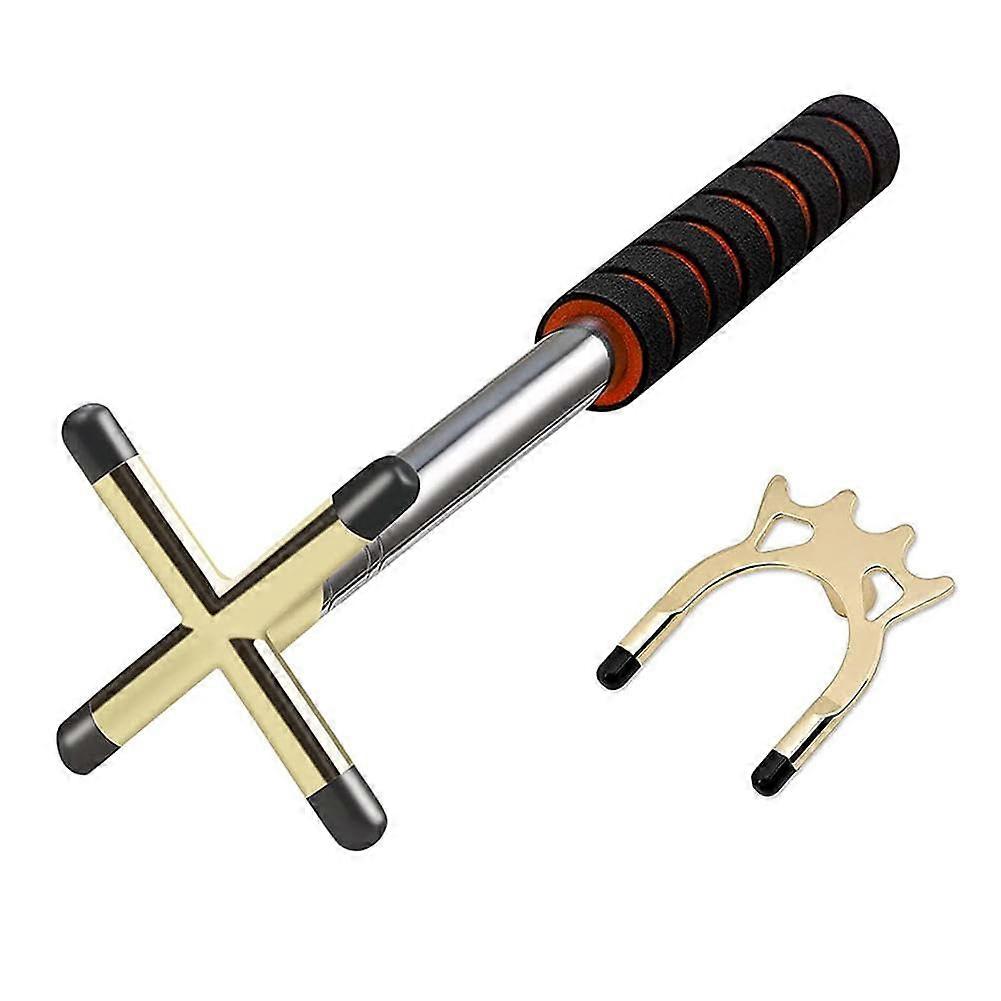 Extendable bridge stick, billiard cue bridge, extension, snooker table, bridge with head, pool cues, brass colored. High fork crossshaped fork