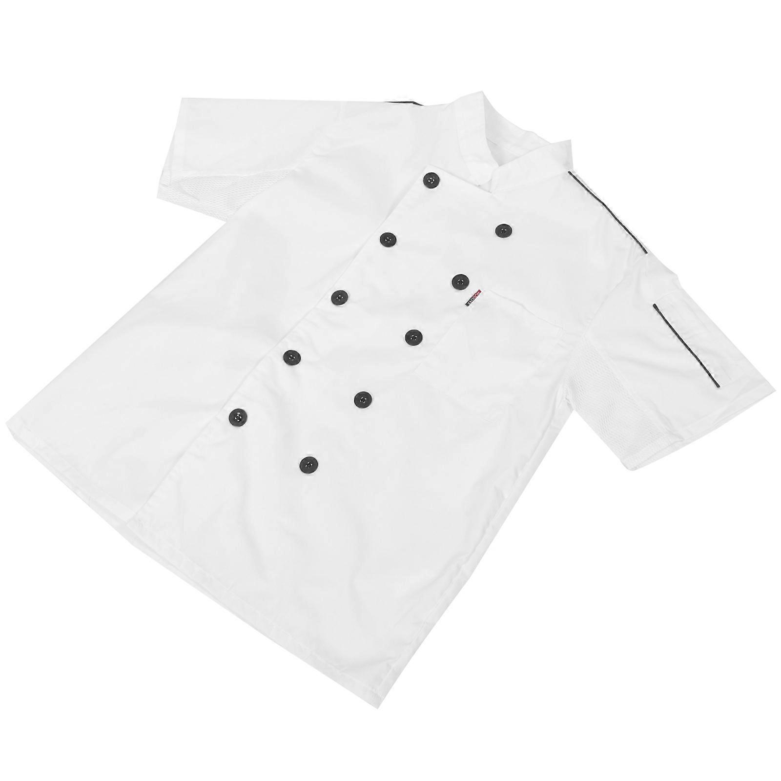 Durable Stain Resistant Short Sleeve Chef Coat with Stand Up Collar for Restaurant Chefs – White Uniform Shirt