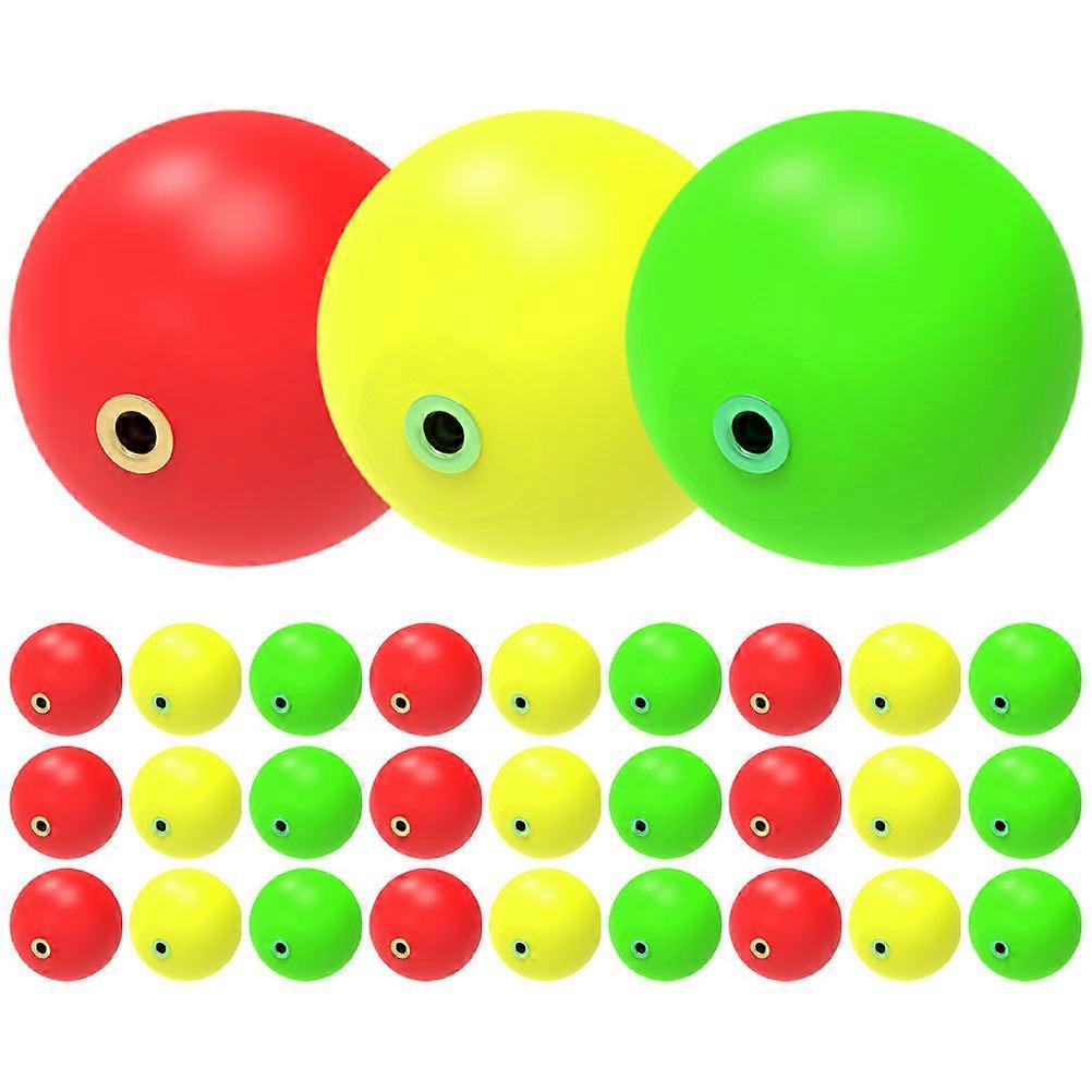 Plastic Fishing Floats Equipment High Sensitivity Buoyancy Indicator Round Yellow 30Pcs
