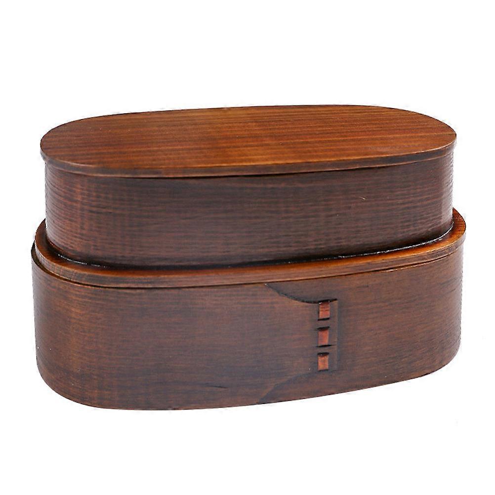 Bento Lunch Box Japanese Style Double Food Container Light Brown Safe Convenient Design for School Camping Picnics
