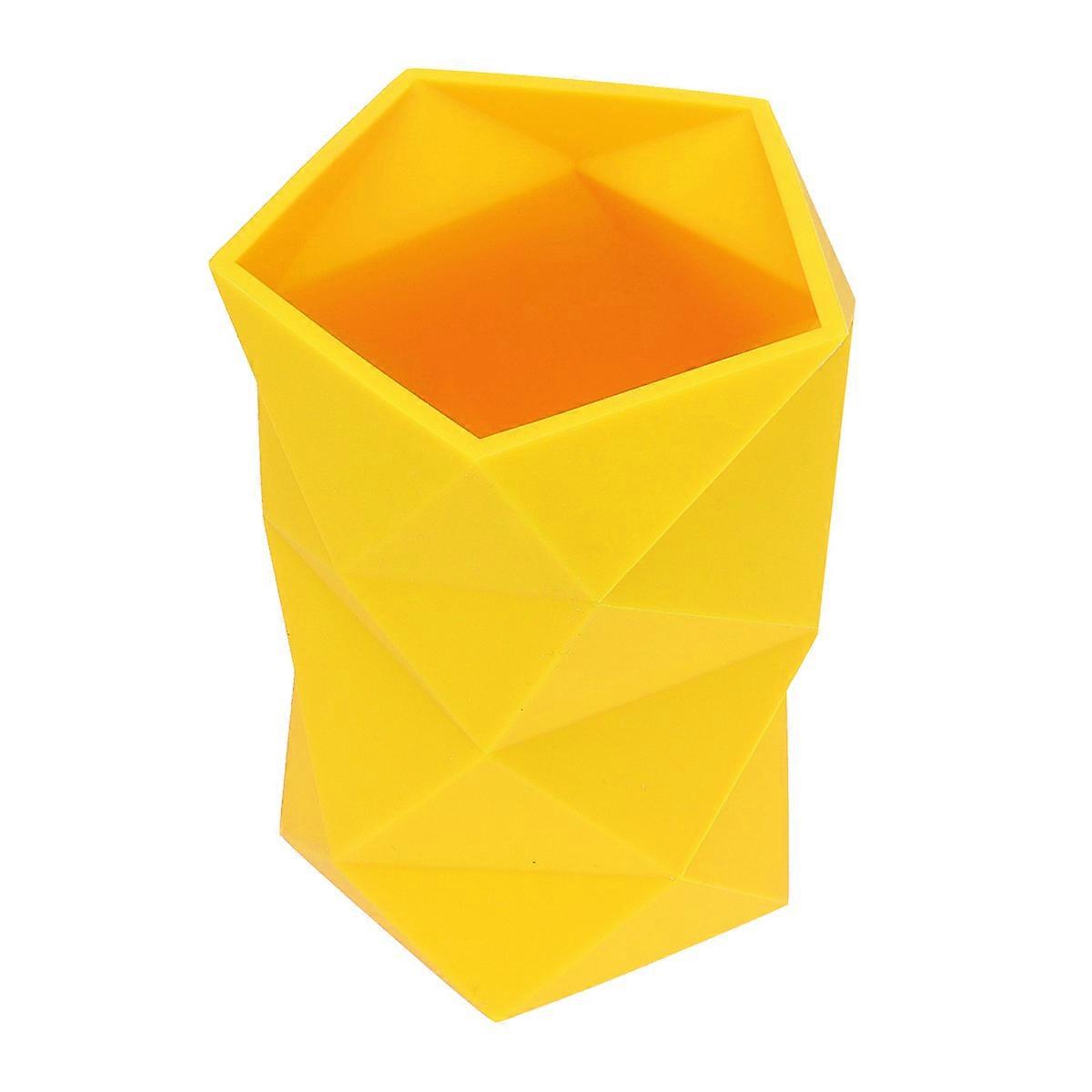 Creative Pen Holder For Desks Pen Desk Organization Stationery Storage Geometric Modern Design Yellow 7.7 x 7.3 x 10.9 Cm 1Pcs