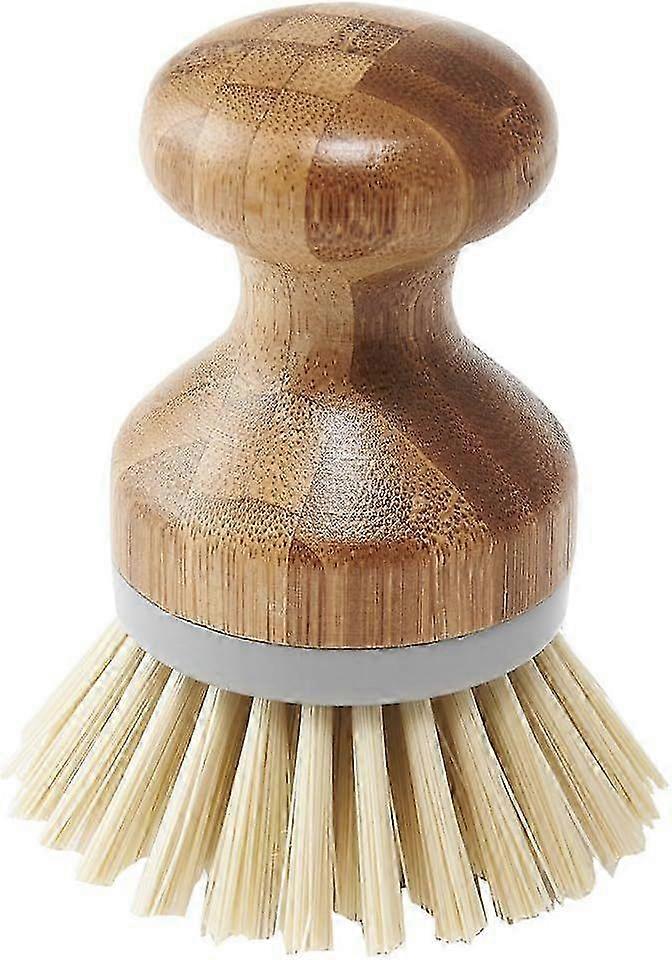 Natural Bamboo Dish Brush, Grey/Wood 2pcs
