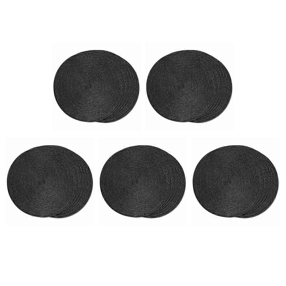 Round Braided Placemats Set of 6 Table Mats for Dining Tables