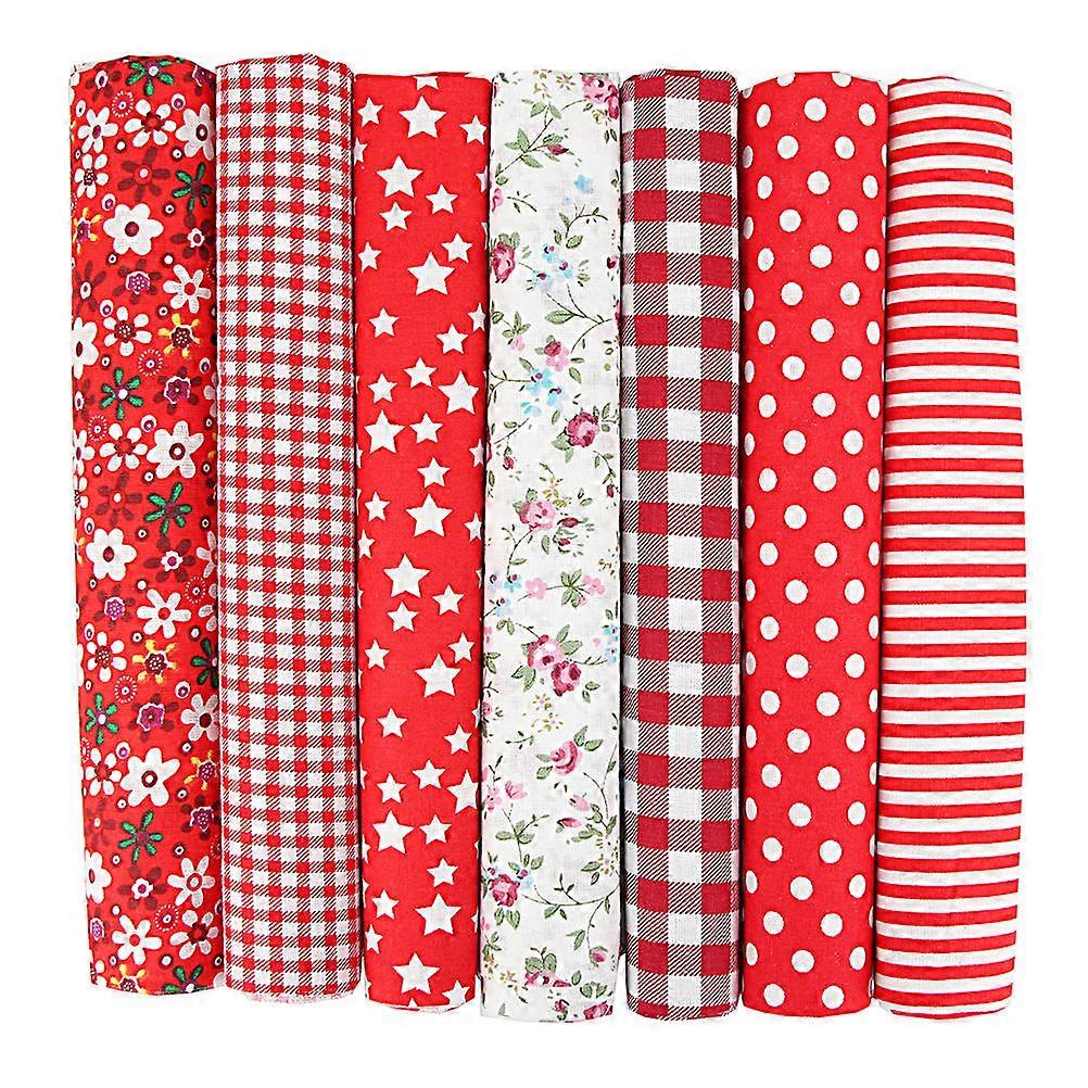 Cotton Craft Fabric Chic Design Red 50x50cm 7Pcs