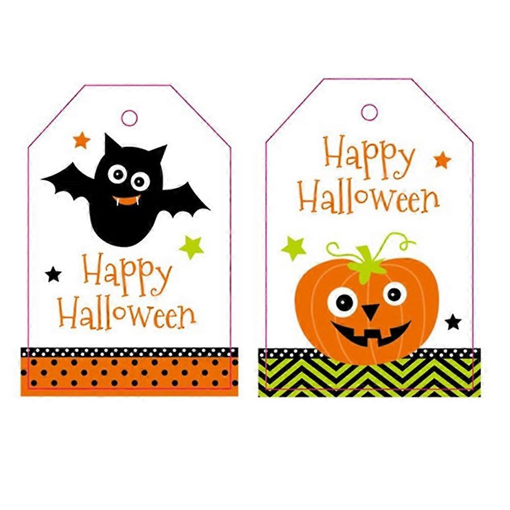 Halloween Decorations Party Vertical Paperboard present Tags with Pumpkin and Bat Pattern for General Public 100Pcs