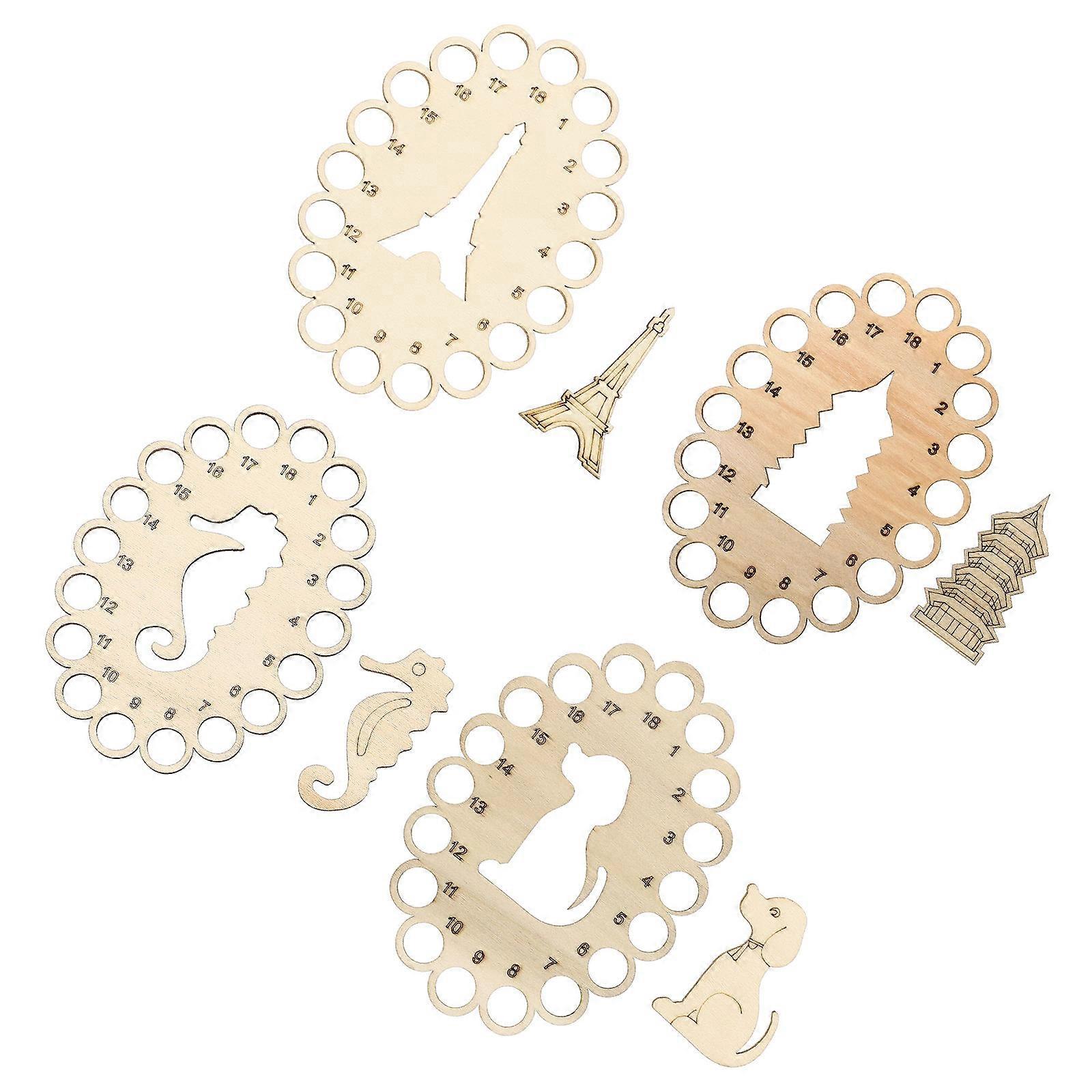 Thread Organizer Holder Cross Stitch Thread Storage Plates DIY Beige Wood Material 4Set