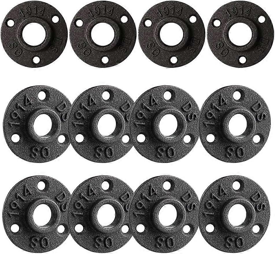 1/2" Floor Flange, Iron Pipe Fittings with Threaded Holes Industrial Trim for DIY/Furniture/Shelf Trim (12 Pieces)