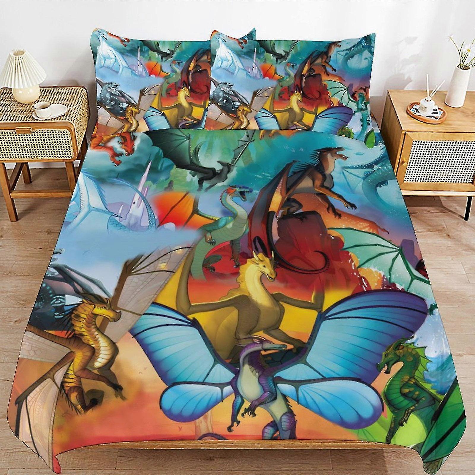 Fire Wings Microfiber Bedding Set 3D Printed Lightweight 3 Piece Comforter Set, 1 Duvet Cover And 2 Pillow Shams for Kids