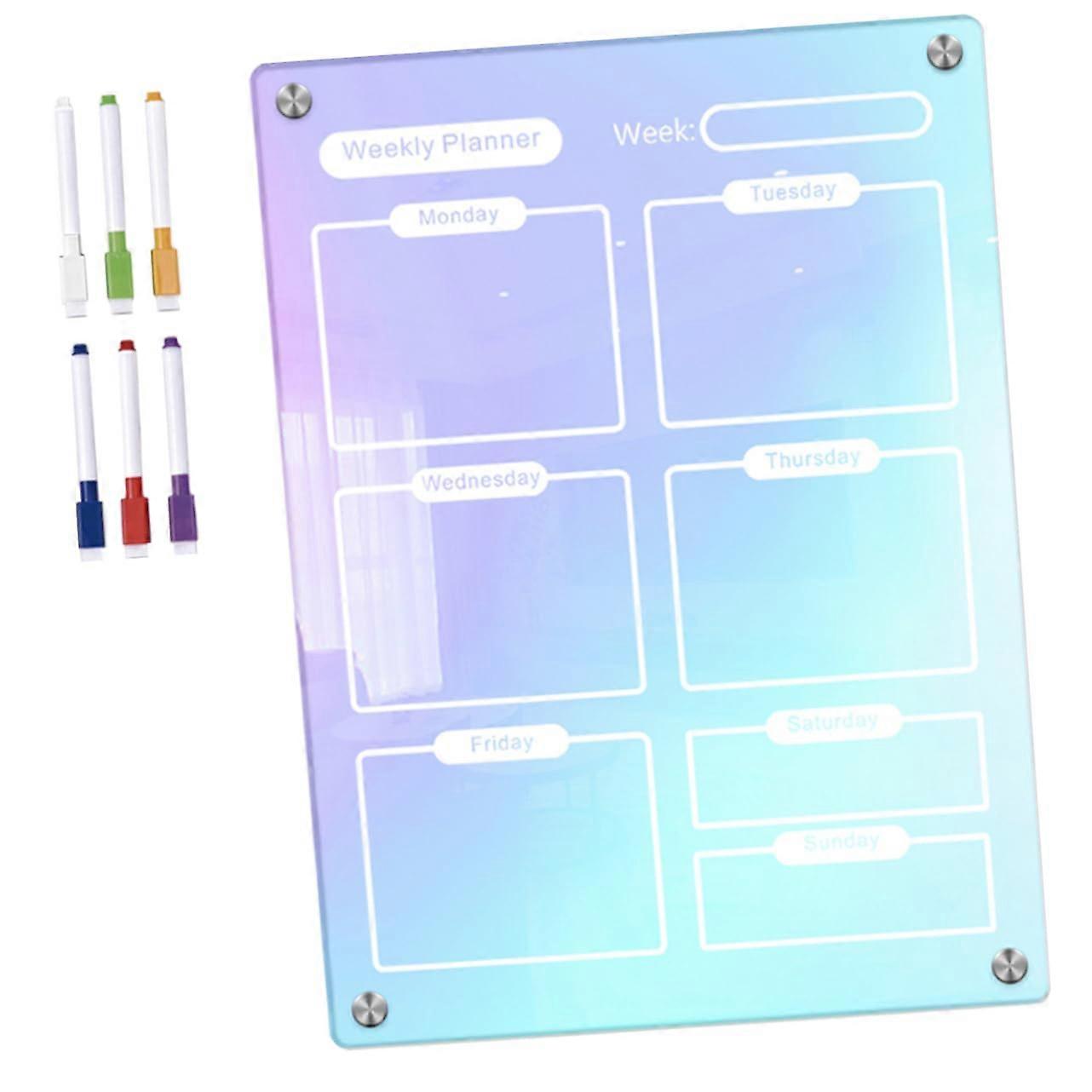 Magnetic Weekly Planner for Refrigerator Wipeable Whiteboard with Markers