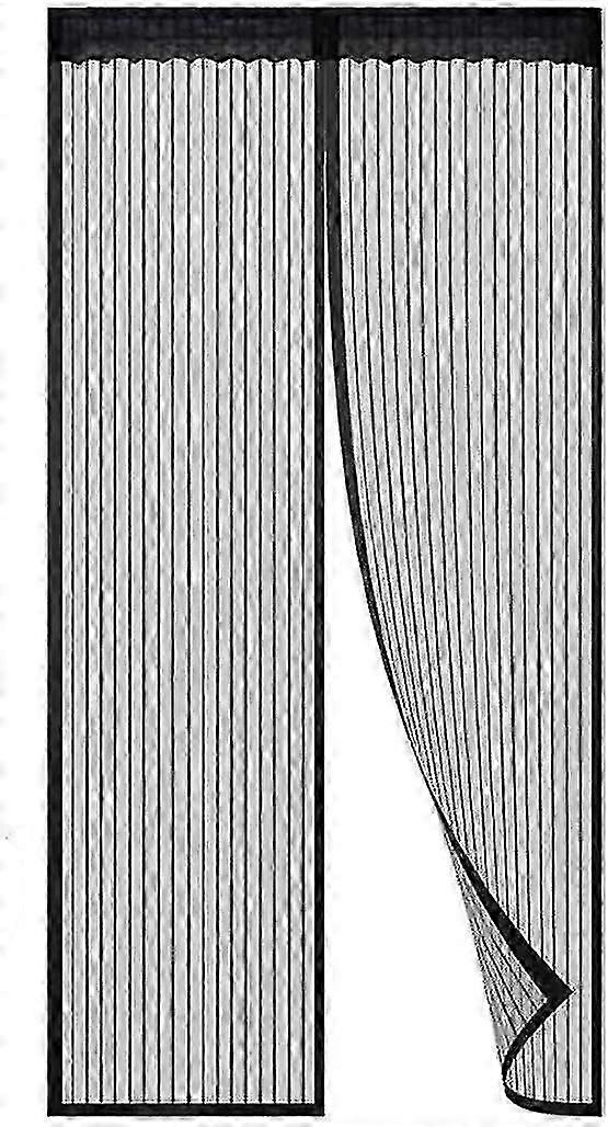 90 X 210cm Magnetic Door Insect Screen Mesh Door Curtain Top-to-bottom Seal Shuts Automatically (black)