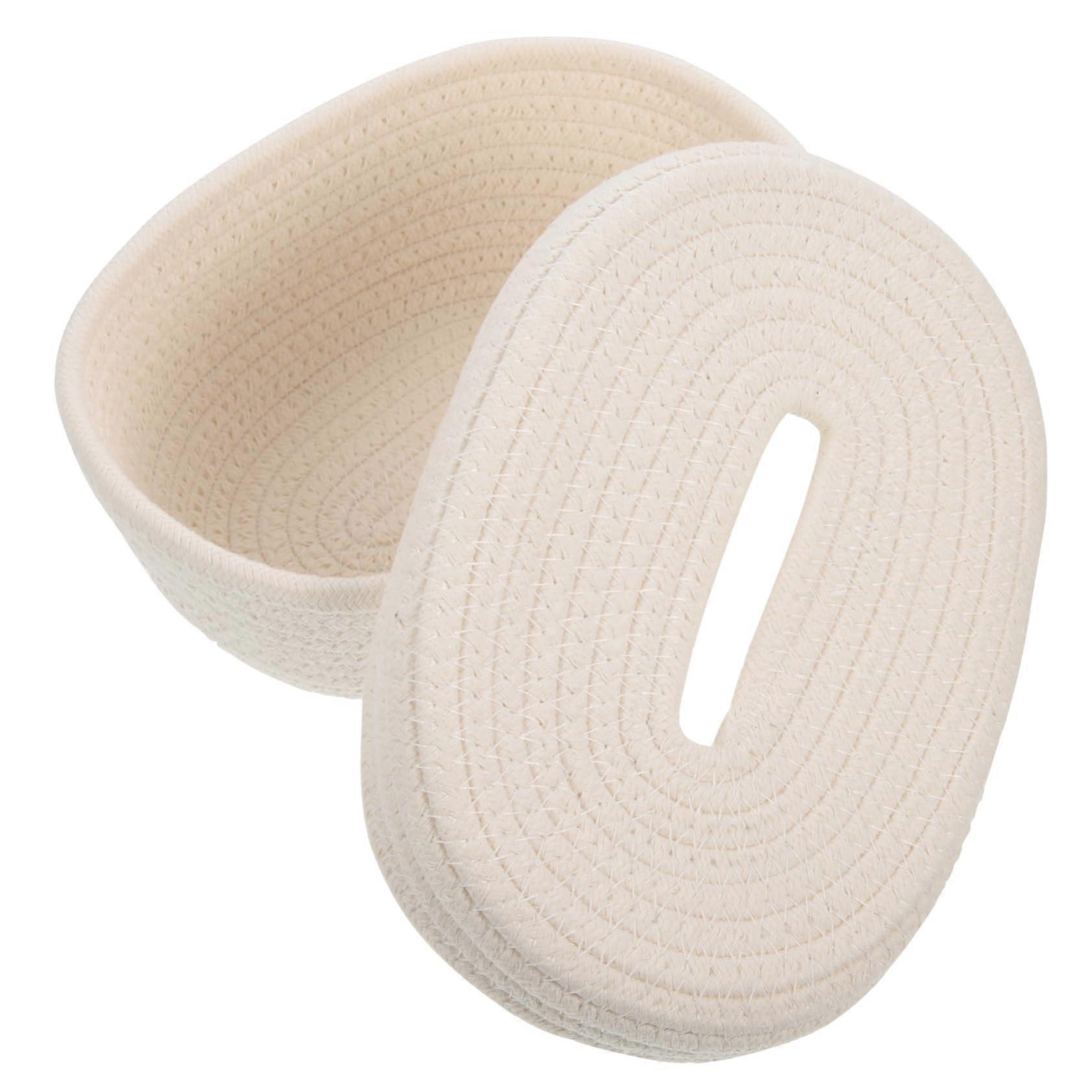 Reusable tissue box made of cotton rope, Japanese decorative fabric container for desk, home, office, and restaurants, compact and stylish.