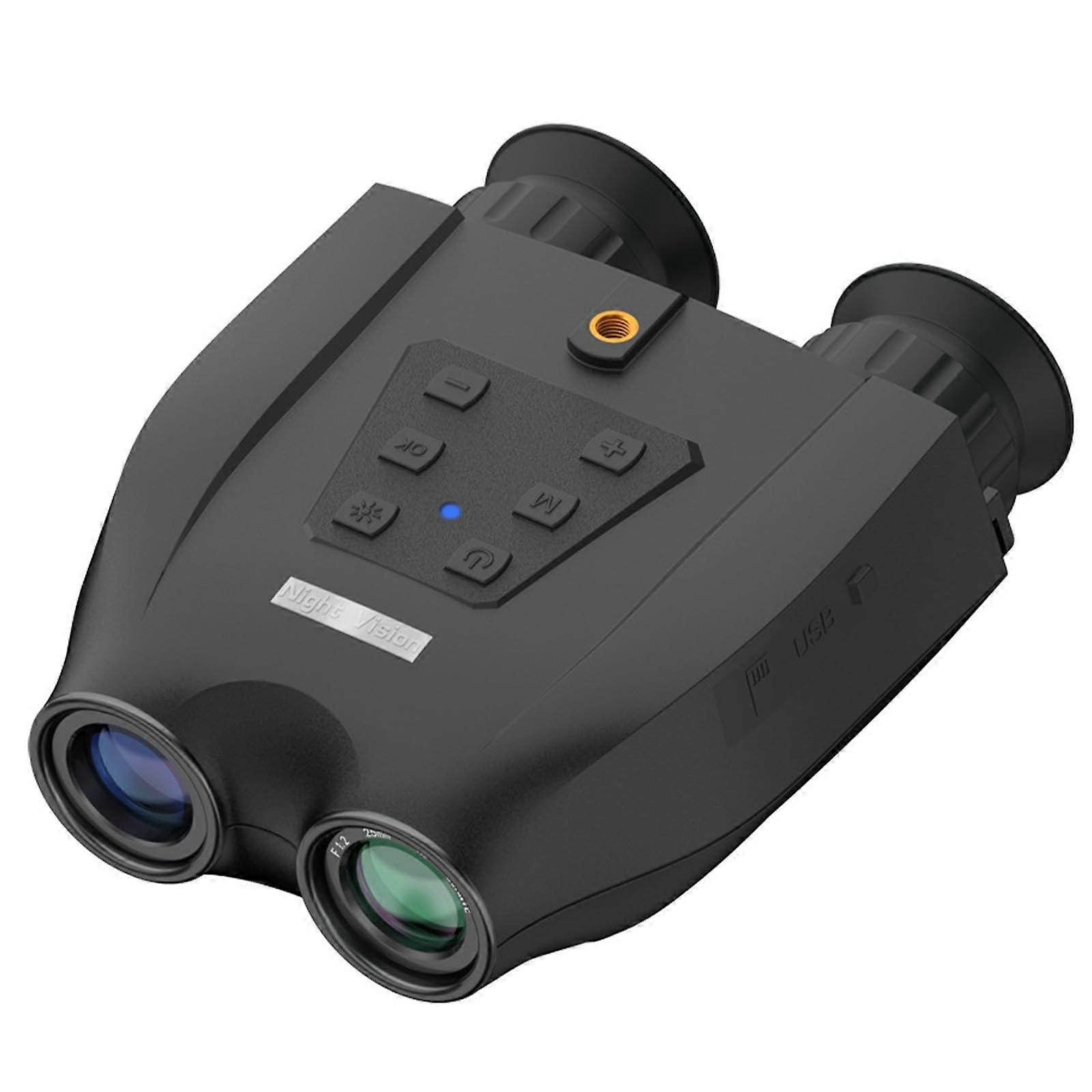 Night Vision Goggles 3D Binoculars Camera 6X Optical Zoom 1.4' Dual Screen 2.5K Video Recorder Hunting Bird Watching Schwarz