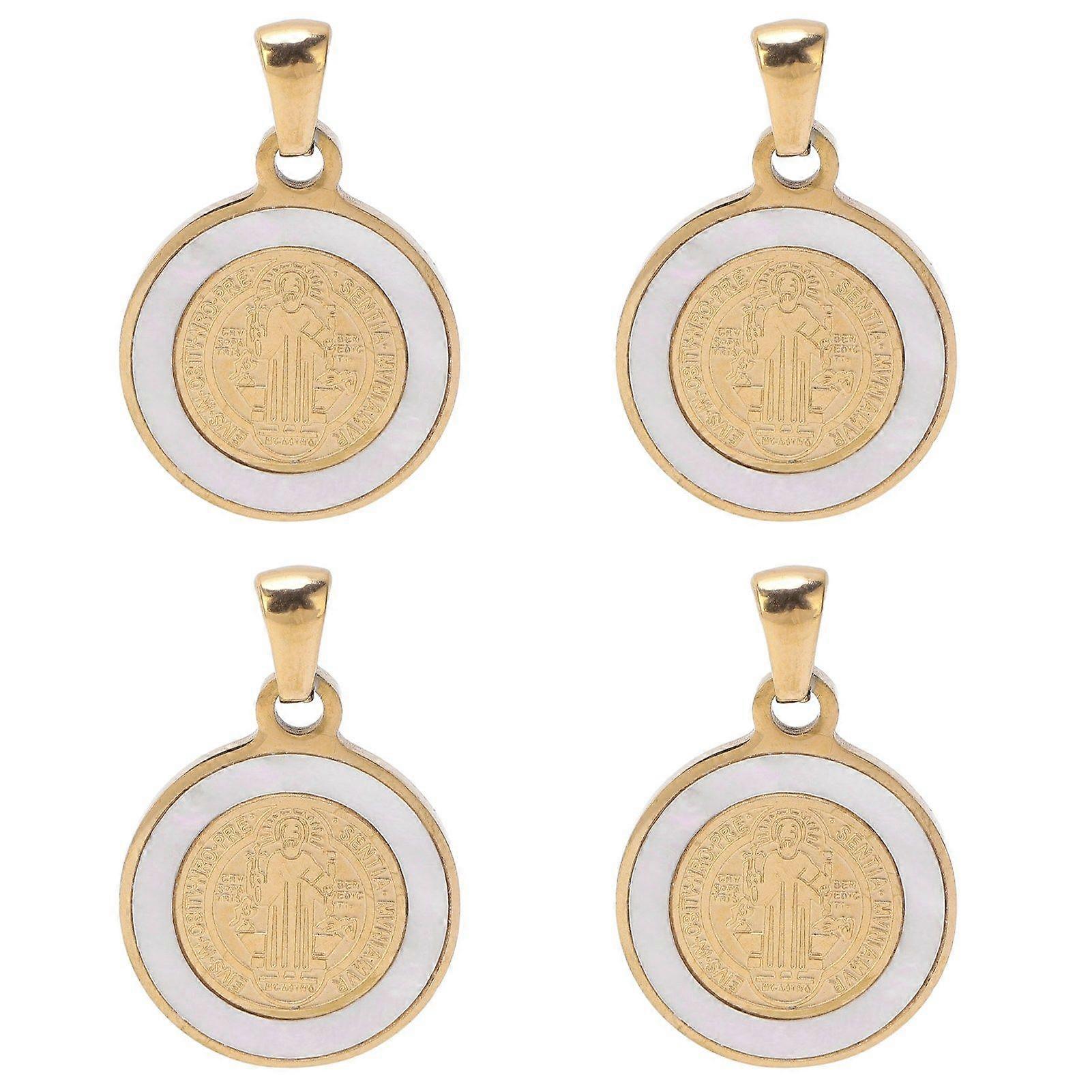 2025 Latest Model  4Pcs Saint Benedict Pendant Unique Character Relief Design
