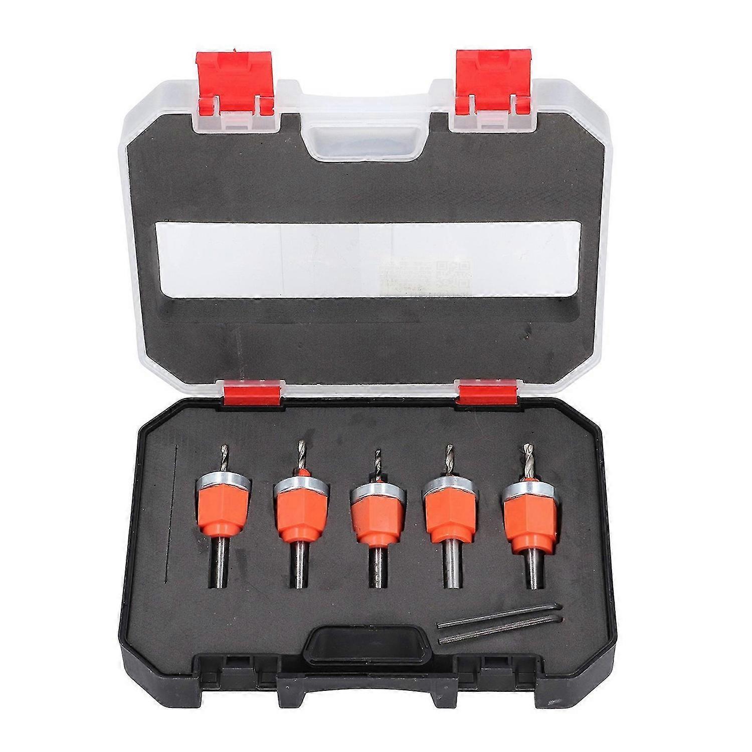 5 Pcs Countersink Drill Bit Set 2.8 3 3.2 3.5 4mm Diameter Adjustable Depth Countersunk Drill Hole Opener with Wrench