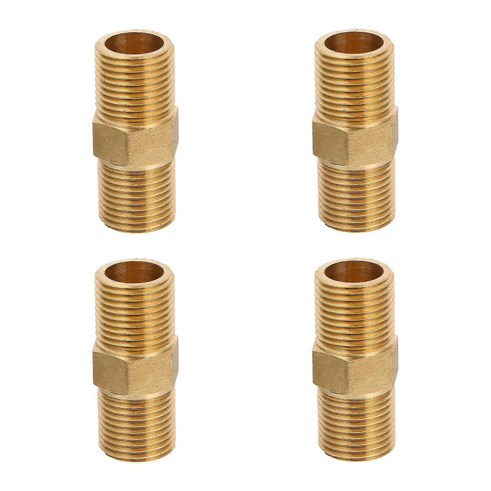 Water Pipe Connectors Thickened Design Brass Fitting Pipe Systems 1/2 Inch Npt 4Pcs