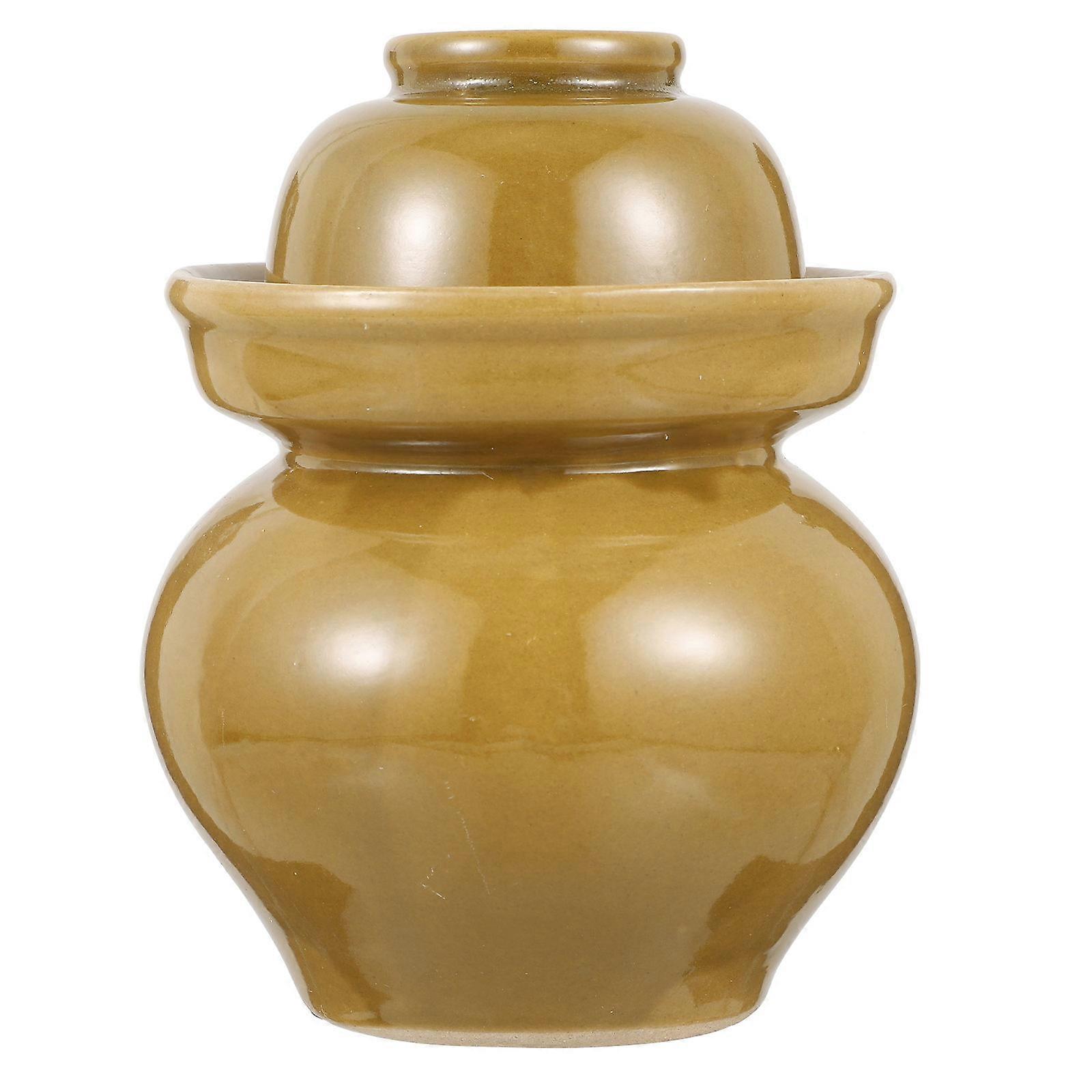 Ceramic Pickle Jar with Airtight Lid, Food Grade Storage Container for Home Use, Suitable for Pickles, Preserves, Jams and Fermentation