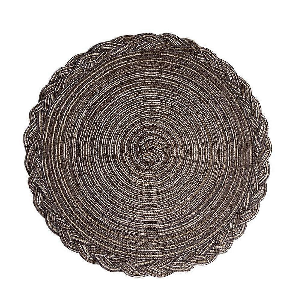 Woven Round Table Mats, Non-Slip, Heat-Resistant Coasters, 30cm Coffee Brown, Set of 3 for Dining Table and Home Decor