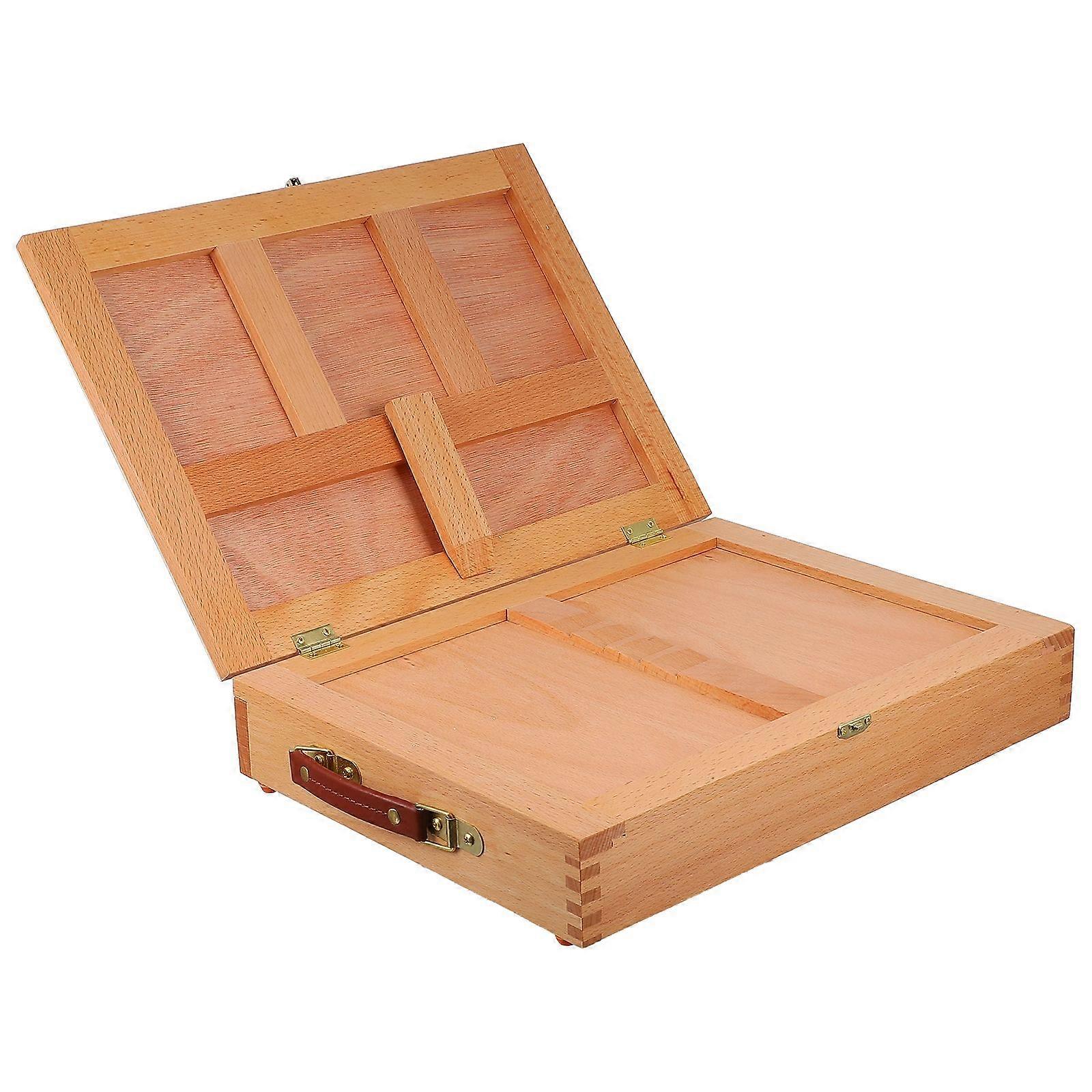 Drawing Box Small Wood Easel Adjustable Wood Tabletop Easel Kids Teens Adults Craft Storage Box Desk or Table Use 1Pack