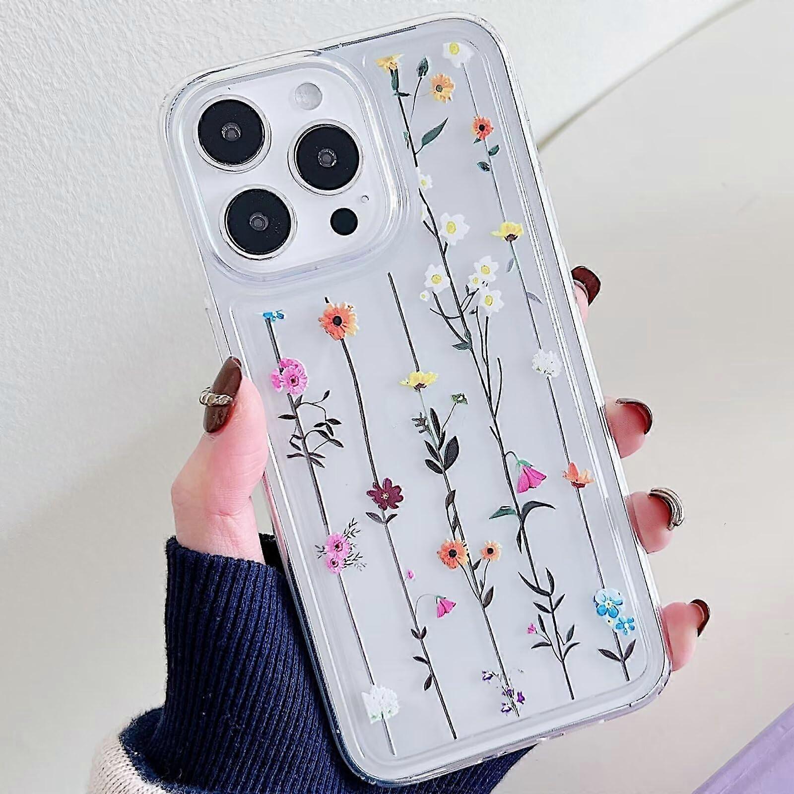 Miagon Flower Series iPhone 12 Pro Case, Clear TPU Mobile Phone Cover with Daisy Motif, Soft Thin Flexible Protection