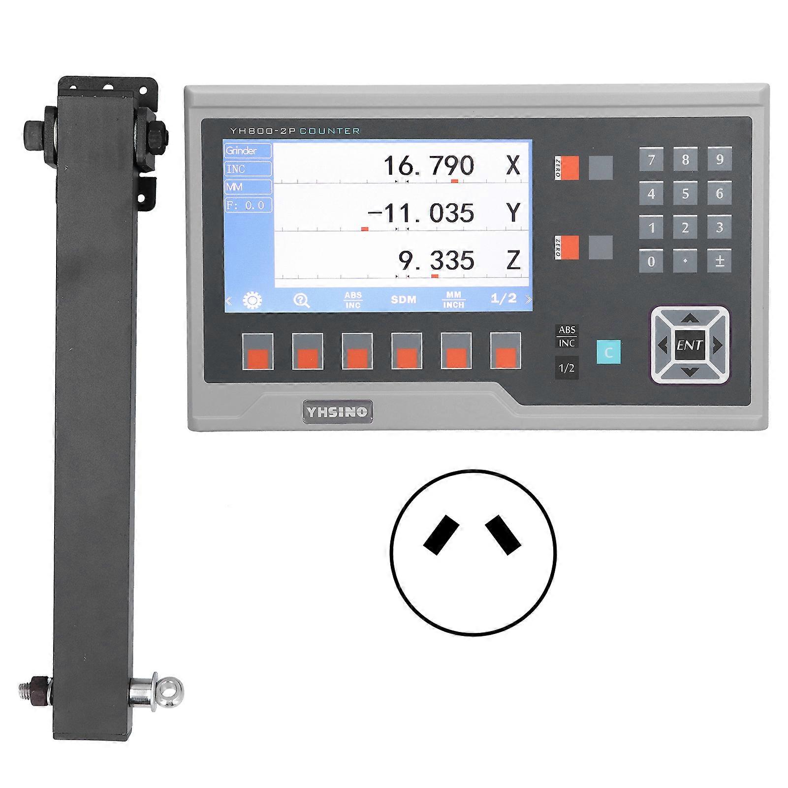 LCD Digital Readout Linear Scale Encoder Magnetic Grating for Lathes Milling Machine AC 80‑260VAU Plug 2 Axes