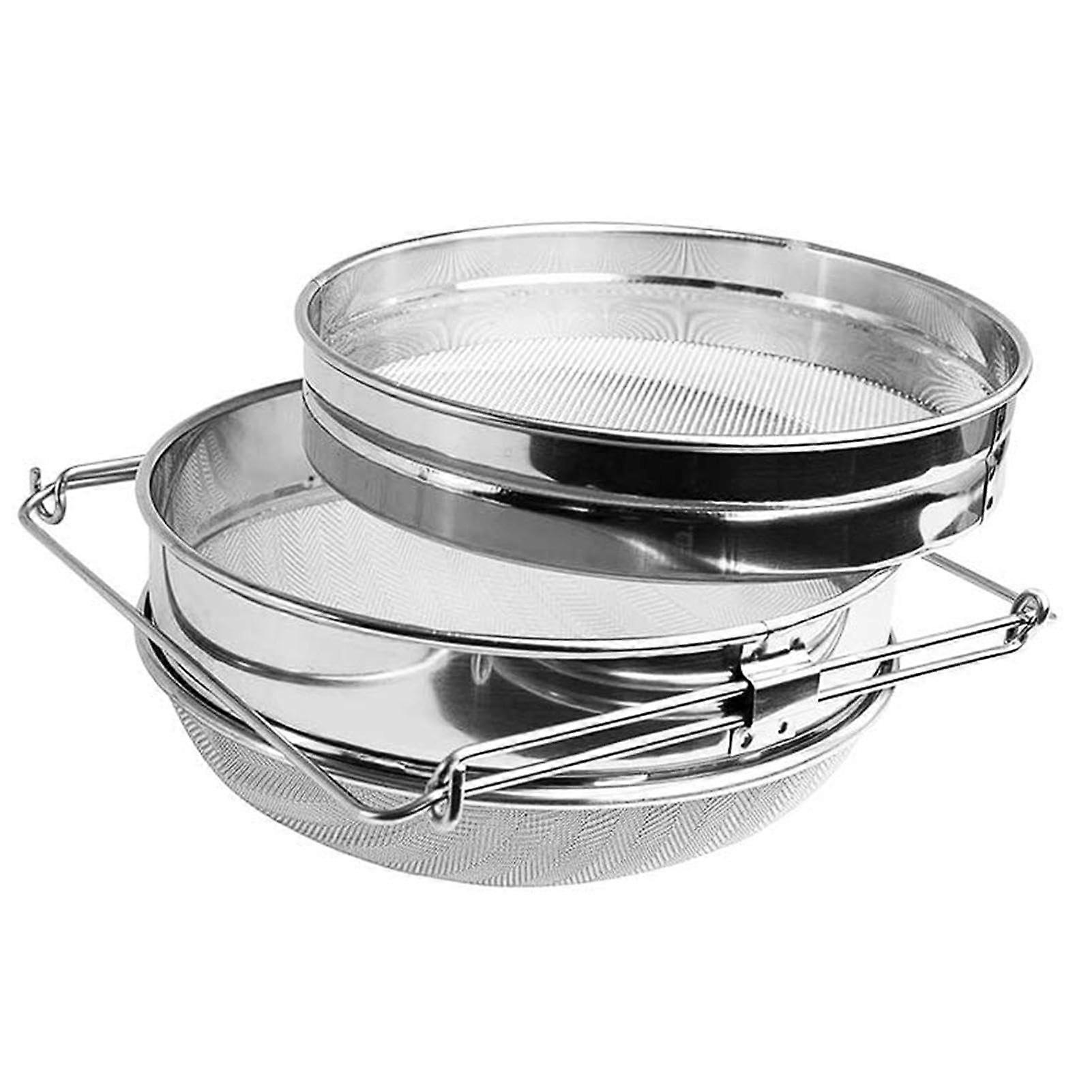 Stainless Steel Honey Sieve – Adjustable Strainer  Double Sieve Extractor with Fine Mesh