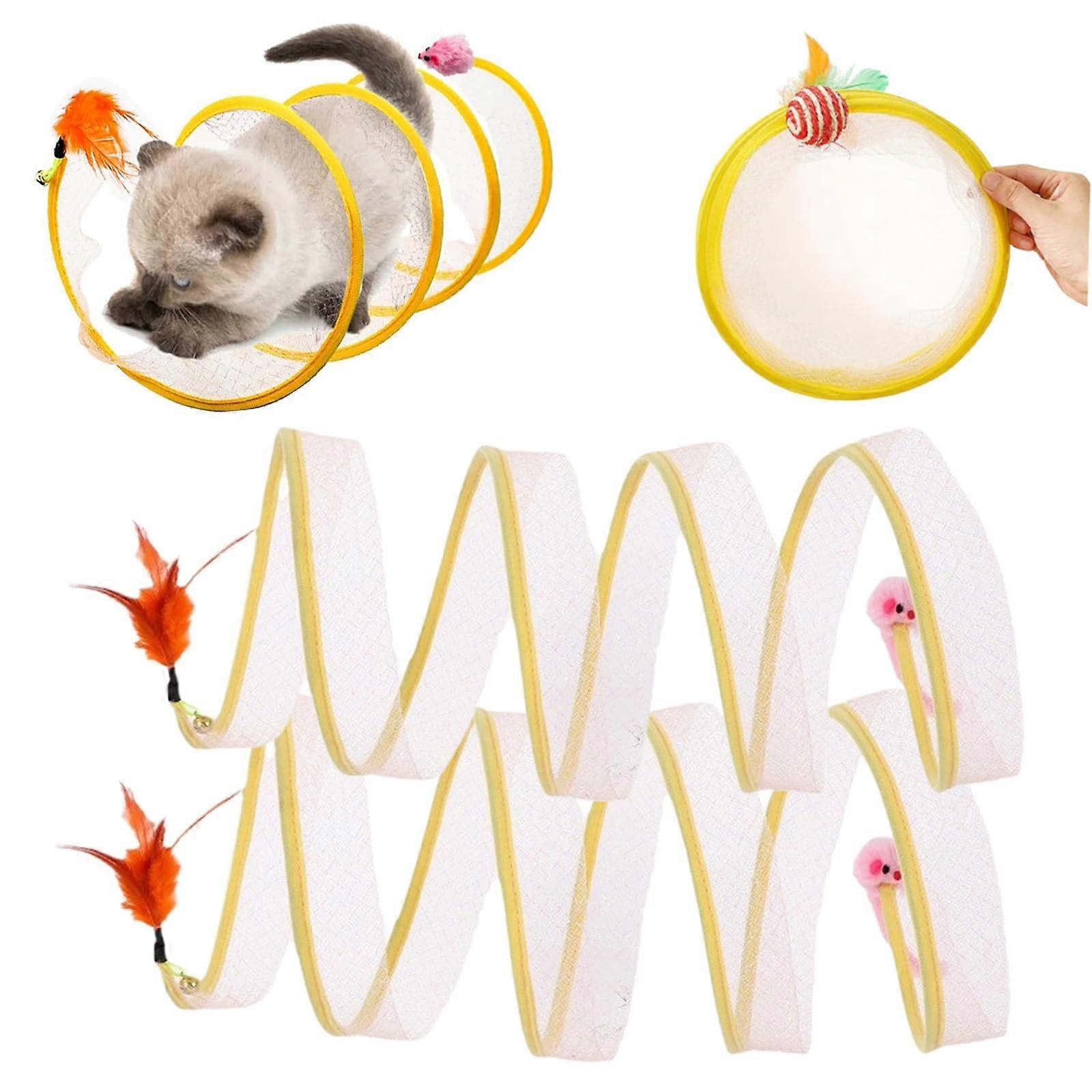 FellBuddy Paw Swivel, Cat Toy Tunnel, Cat Spring Tunnel Tube, Collapsible Tunnels for HideandSeek Game (2 x Mouse)