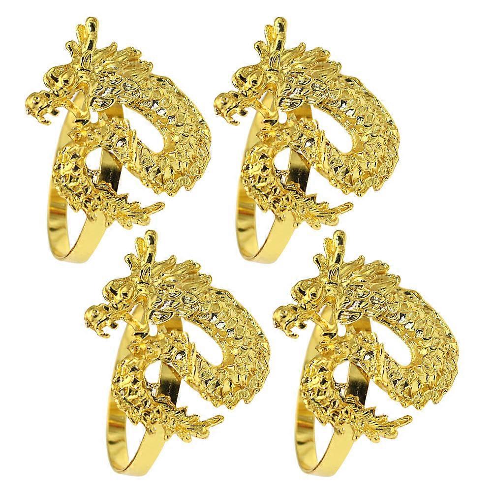 Golden DragonShaped Napkin Rings Set of 4 for Festive Table Decor and Dining Experience 4 pcs