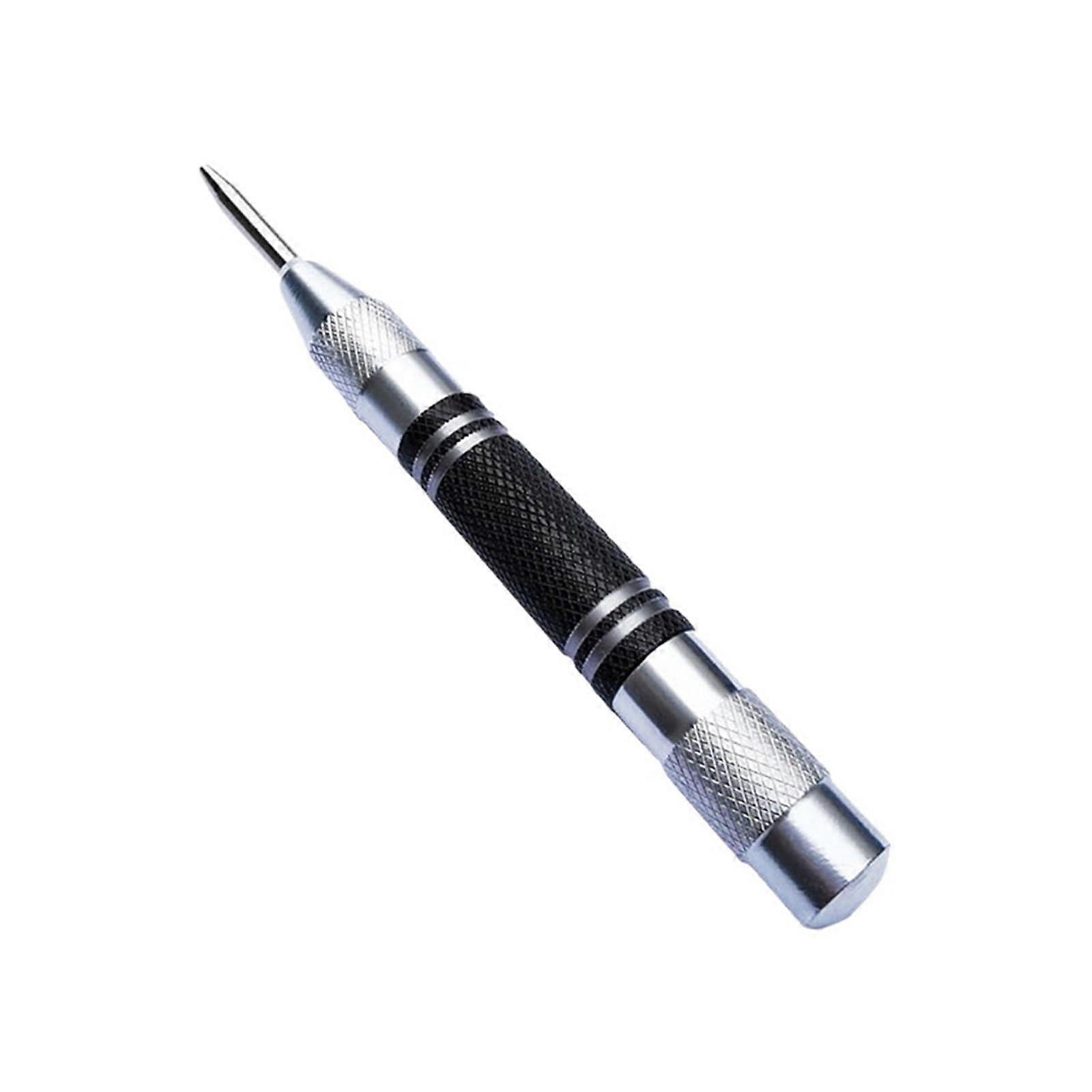 Automatic Center Pin Spring Loaded Mark Punch Tool Wood Indentation Mark Woodworking Tool Bit Portable NonSlip Punching (1 x Silver) 1 x silver.