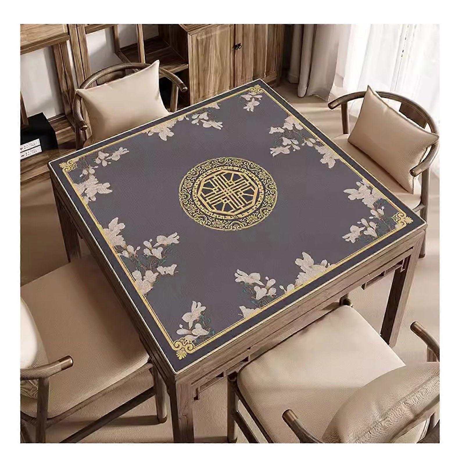 mahjong spiel set Non-Slip Mahjong Mat, Chinese Style Surface, For Poker & Tile Games, Gray-2 31.5x31.5 In