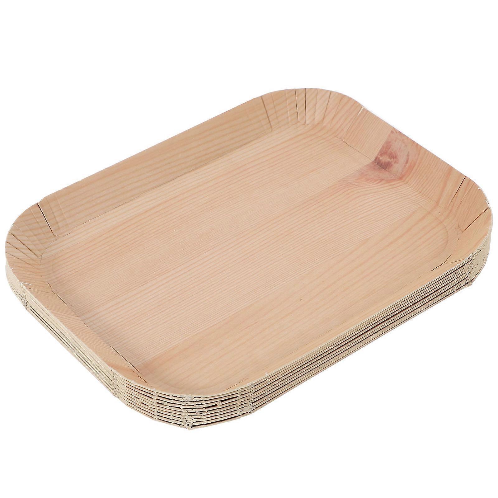 Appetizer 10Pcs Snack Paper Light Brown Rectangular Food Containment Birthday